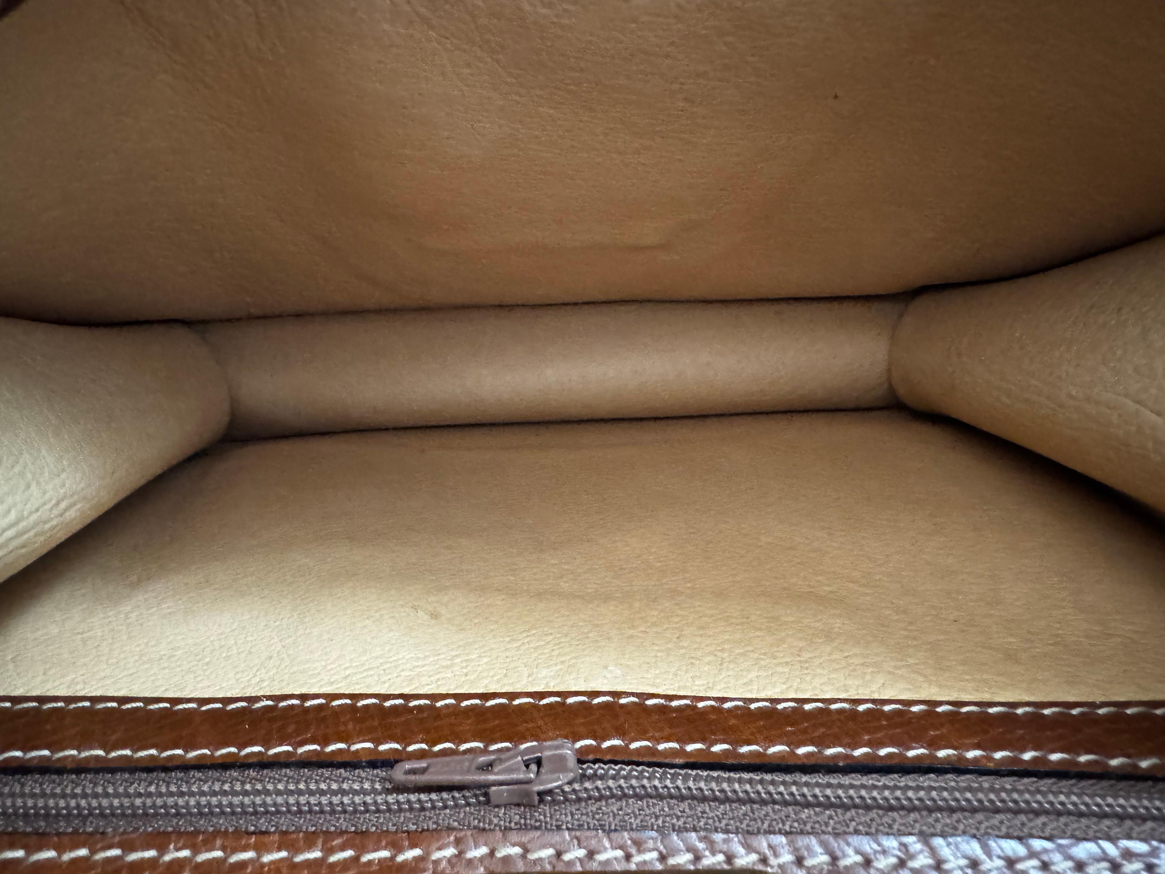 2000s Vintage LOEWE Embossed Leather Box Clutch Bag Brown For Sale 4