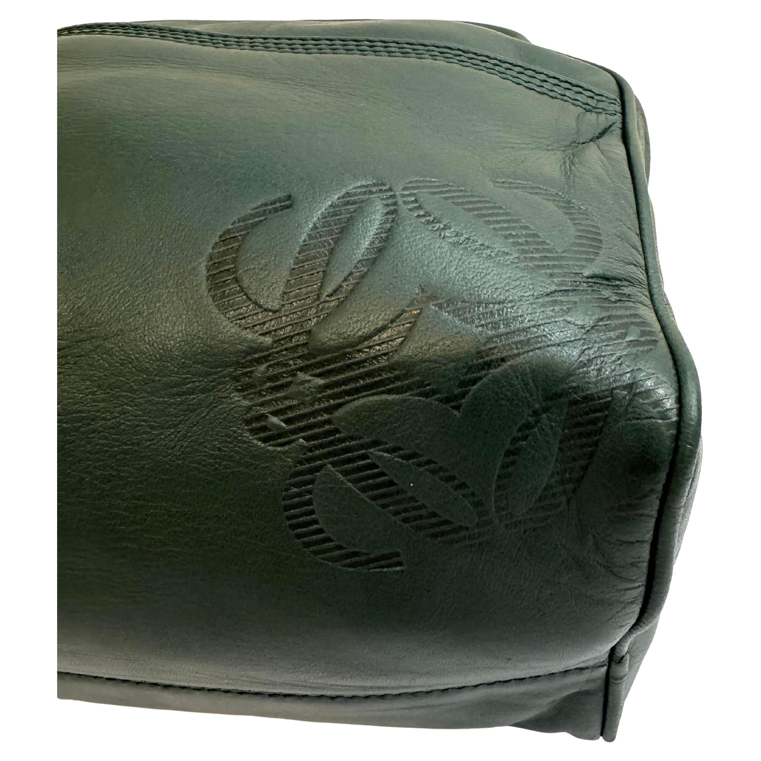 2000s Vintage LOEWE Anagrama Piel de Becerro Mini Bolso Verde en venta 5