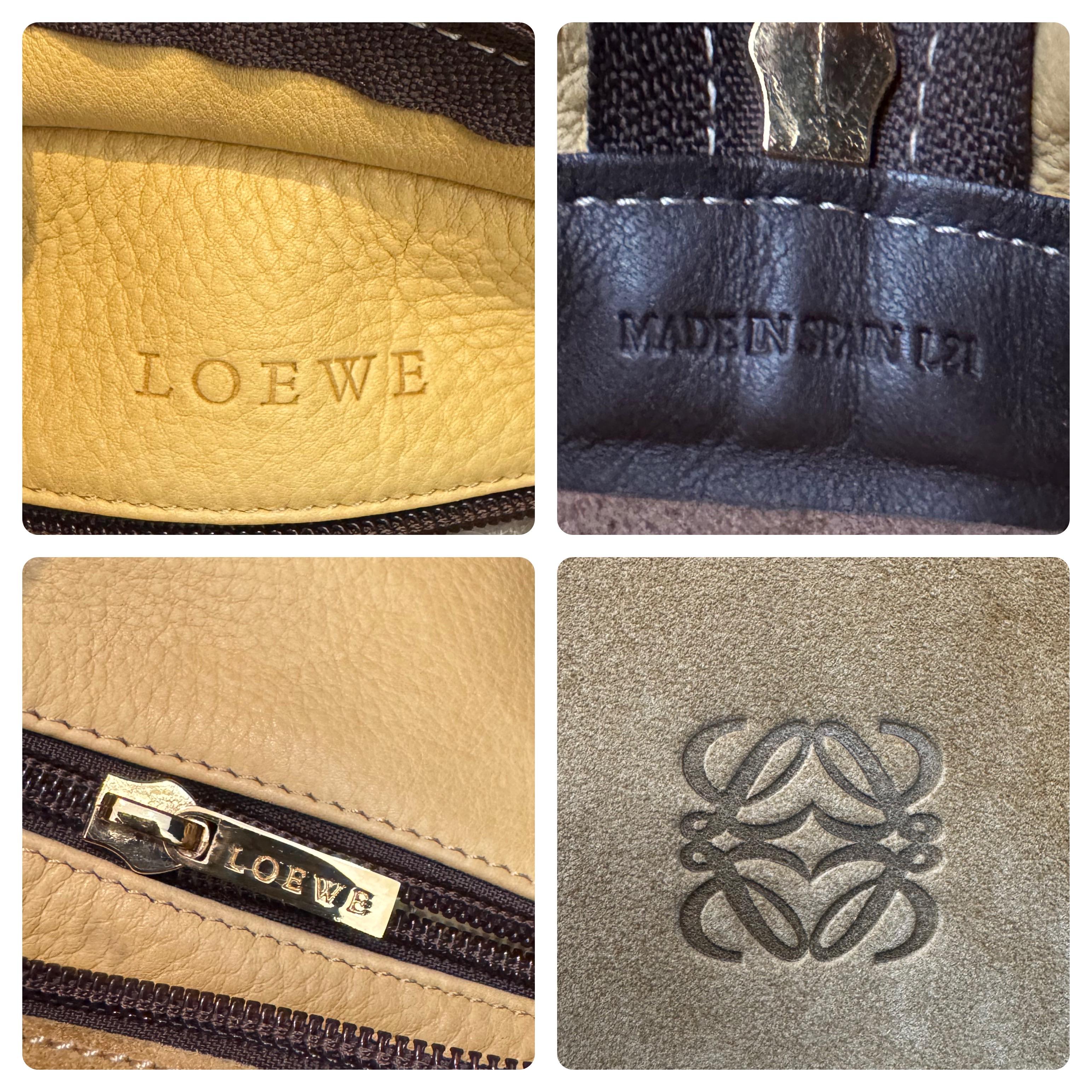 2000er Vintage LOEWE Wildleder Amazona Boston Tasche 28 Braun im Angebot 7