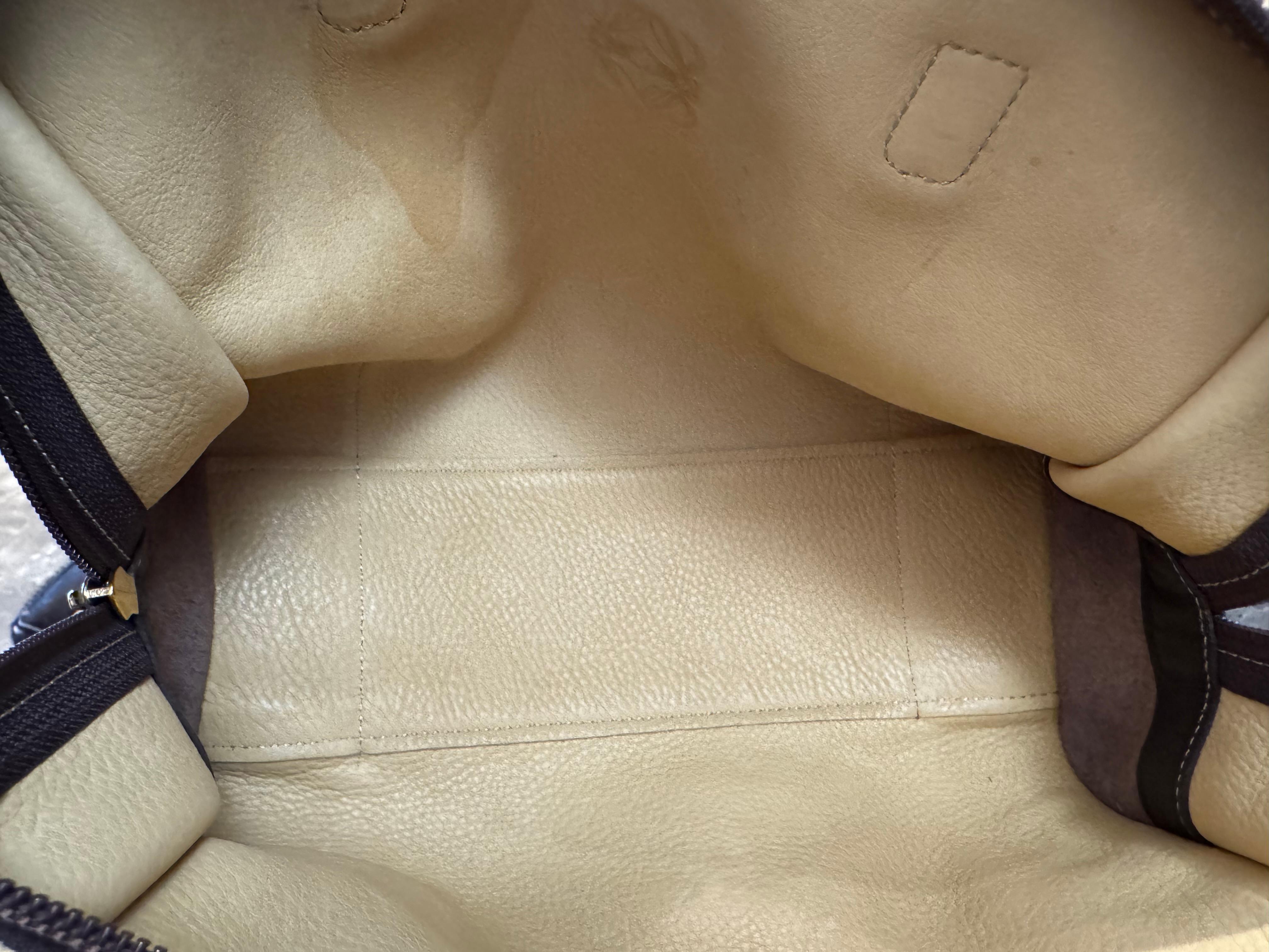 2000er Vintage LOEWE Wildleder Amazona Boston Tasche 28 Braun im Angebot 8