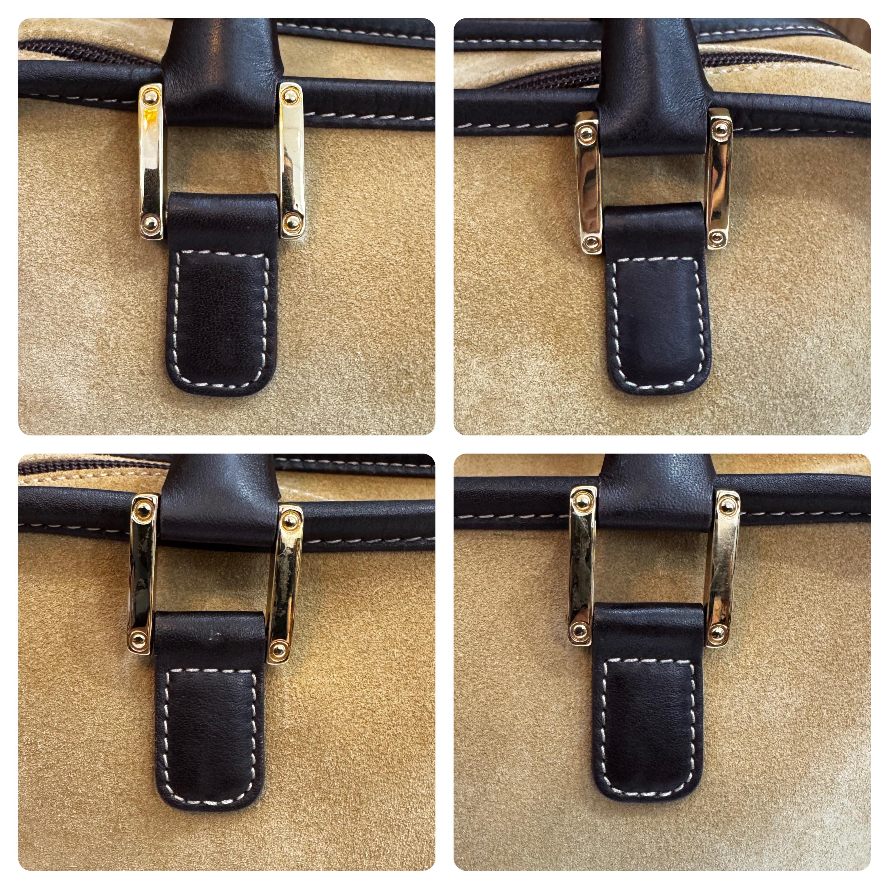 2000er Vintage LOEWE Wildleder Amazona Boston Tasche 28 Braun im Angebot 3