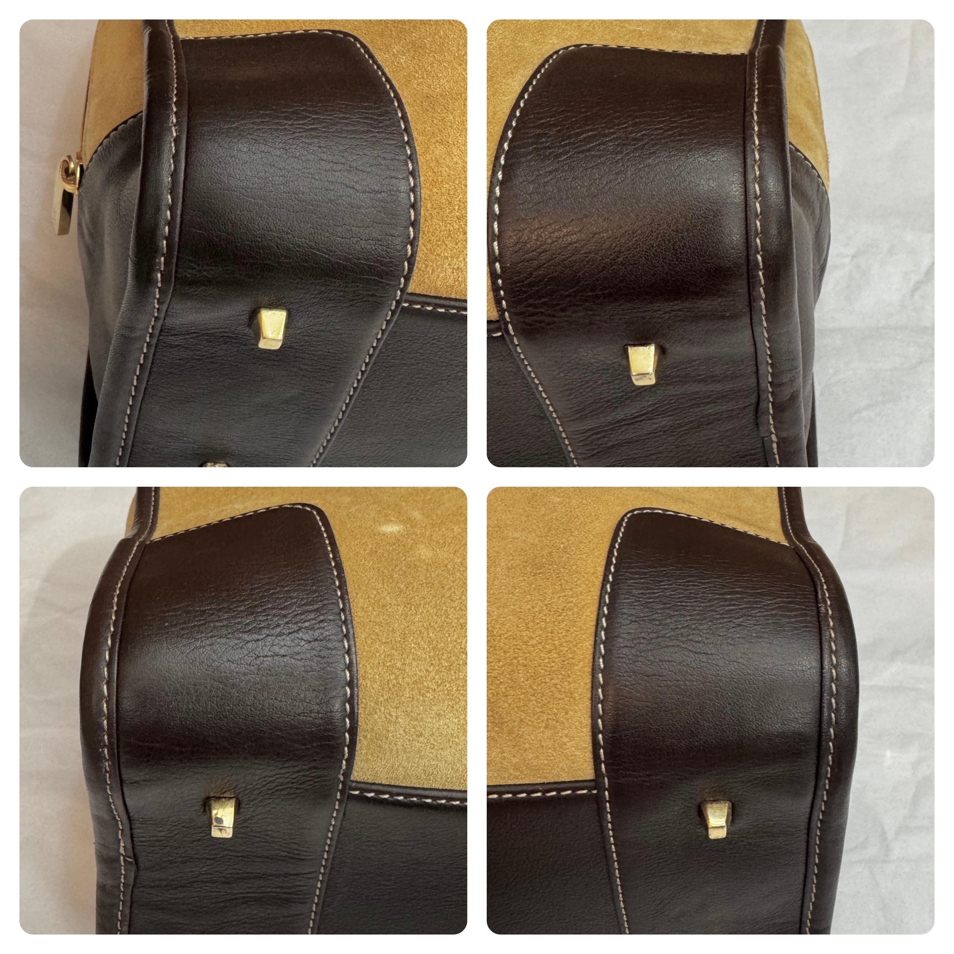 2000s Vintage LOEWE Suede Amazona Boston Bag 28 Brown For Sale 3