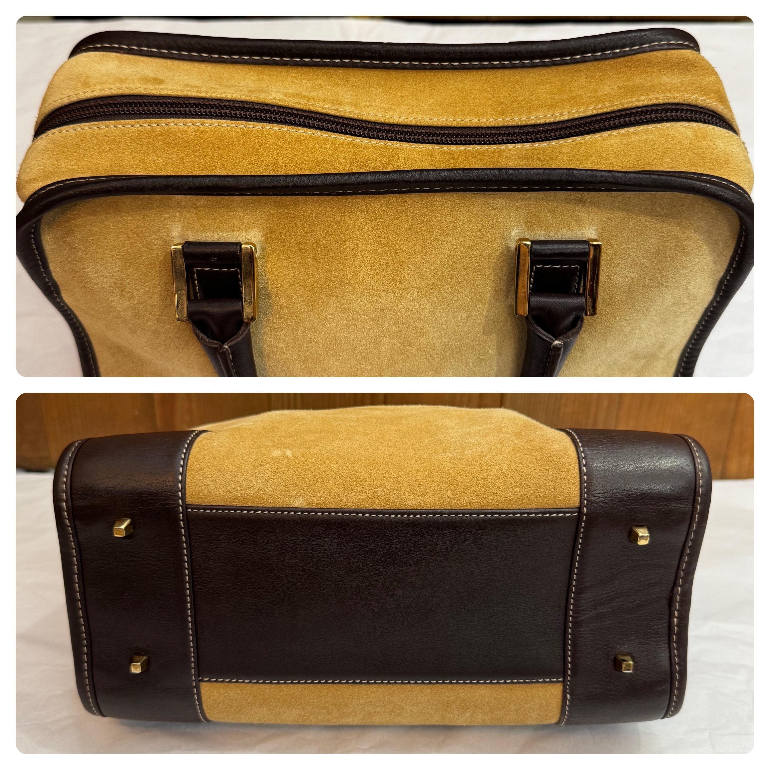 2000er Vintage LOEWE Wildleder Amazona Boston Tasche 28 Braun im Angebot 5