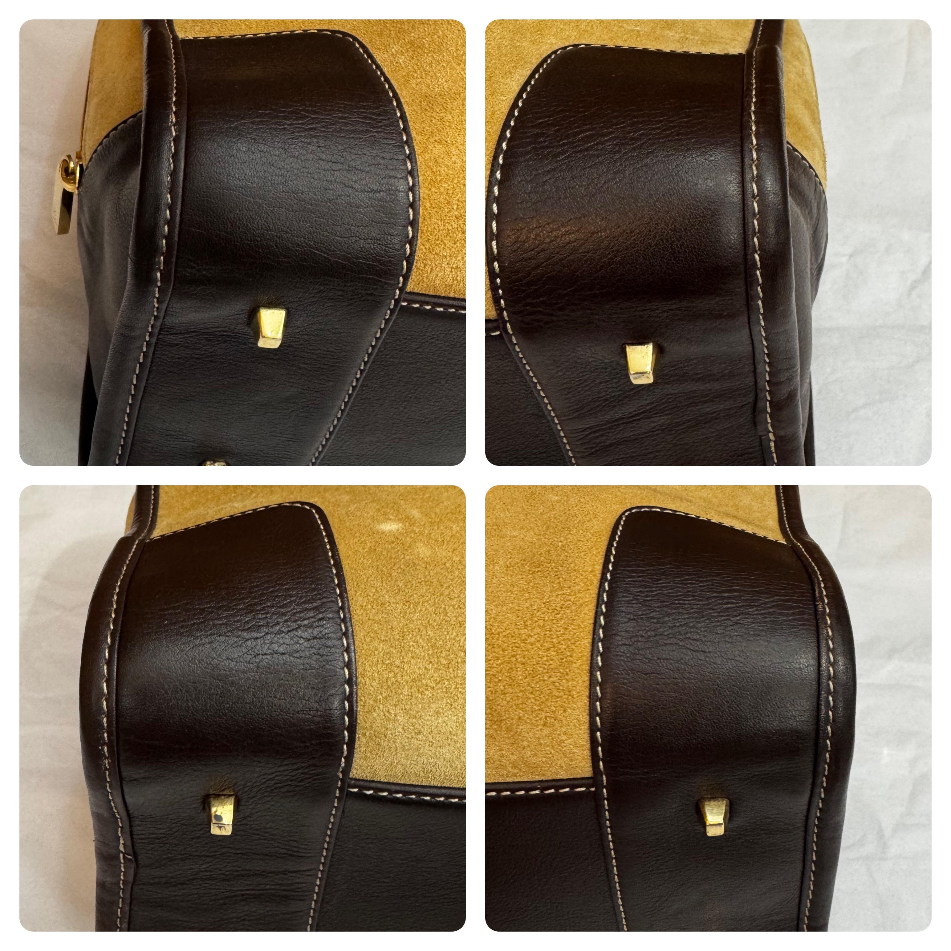 2000er Vintage LOEWE Wildleder Amazona Boston Tasche 28 Braun im Angebot 6