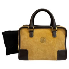 2000er Vintage LOEWE Wildleder Amazona Boston Tasche 28 Braun