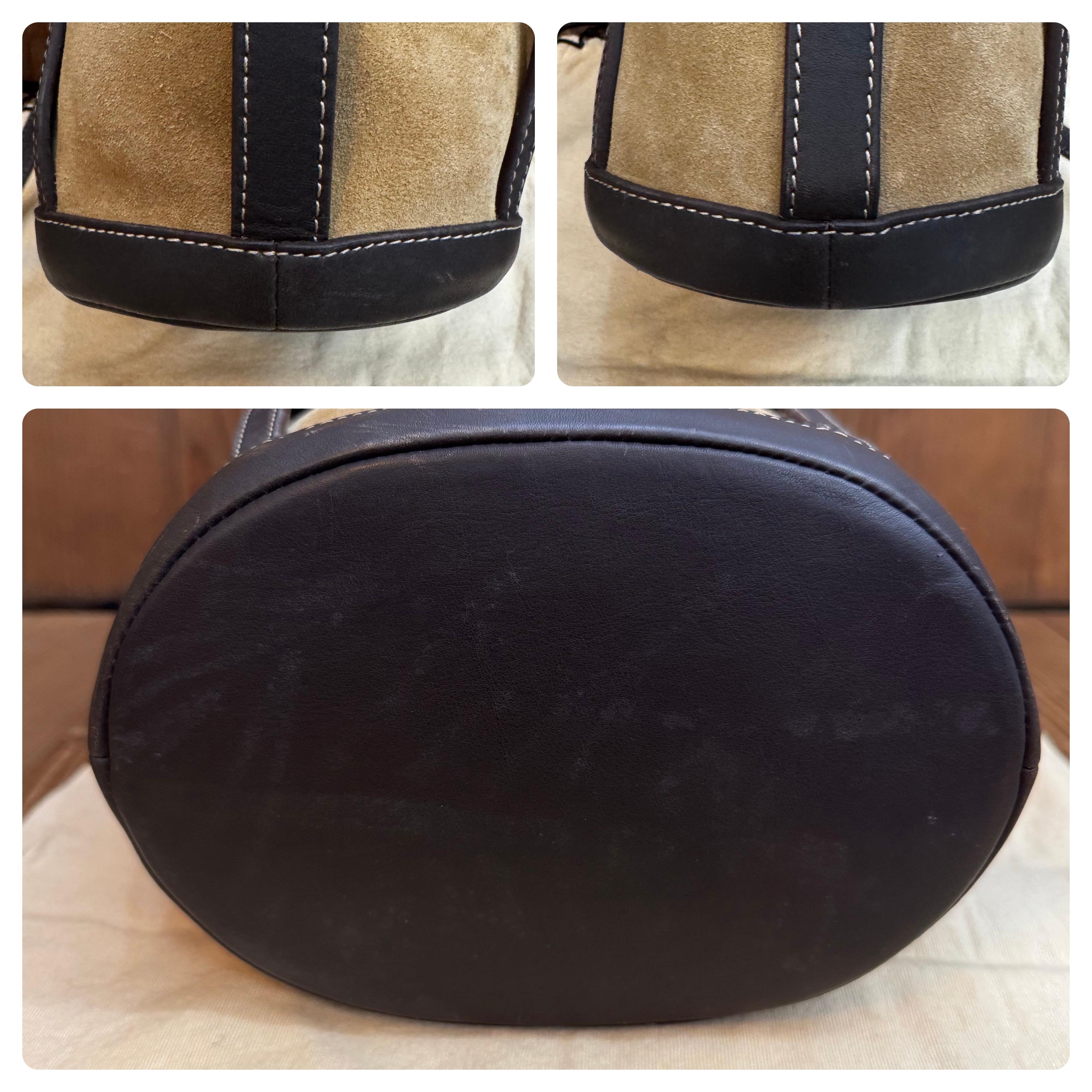 2000s Vintage LOEWE Suede Anagram Bucket Bag Brown Unisexe en vente