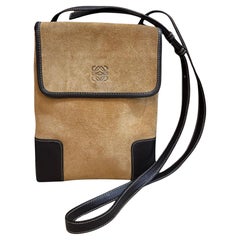2000s Vintage LOEWE Suede Anagram Crossbody Bag Brown Unisex