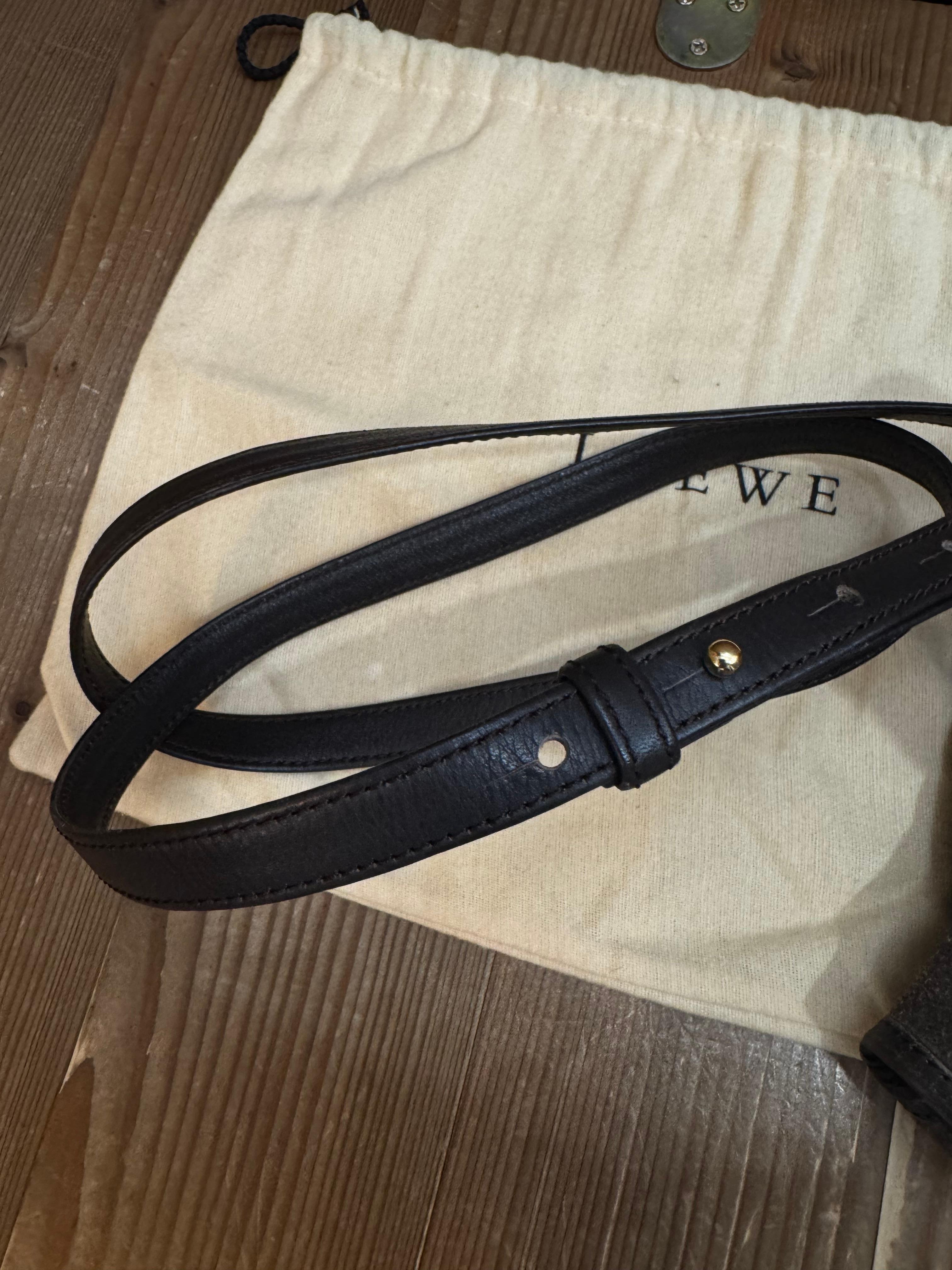 2000s Vintage LOEWE Suede Anagram Crossbody Bag Brown Unisex In Good Condition For Sale In Bangkok, TH