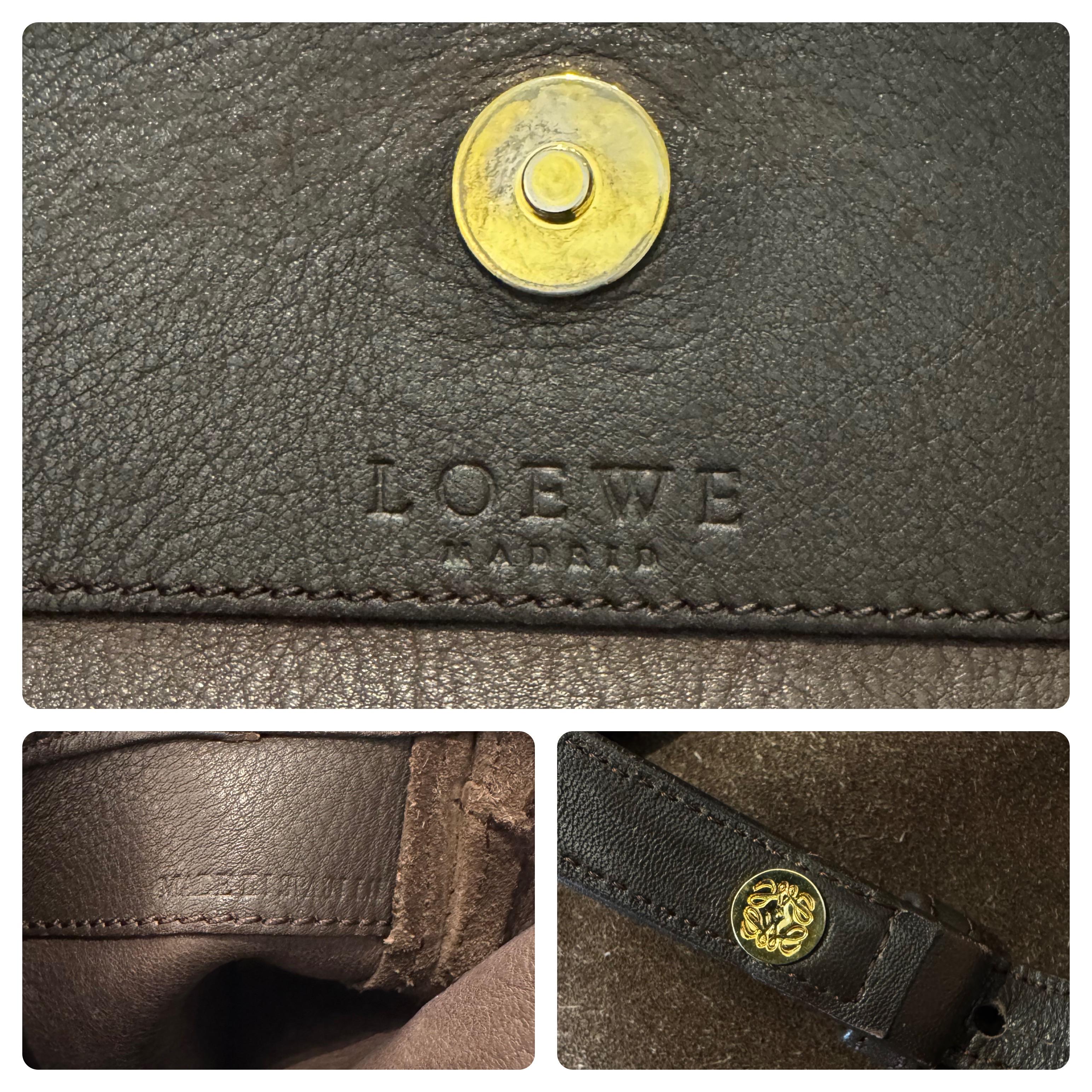 2000s Vintage LOEWE Suede Anagram Crossbody Bag Brown Unisex For Sale 4