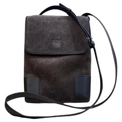 2000s Vintage LOEWE Suede Anagram Crossbody Bag Brown Unisex