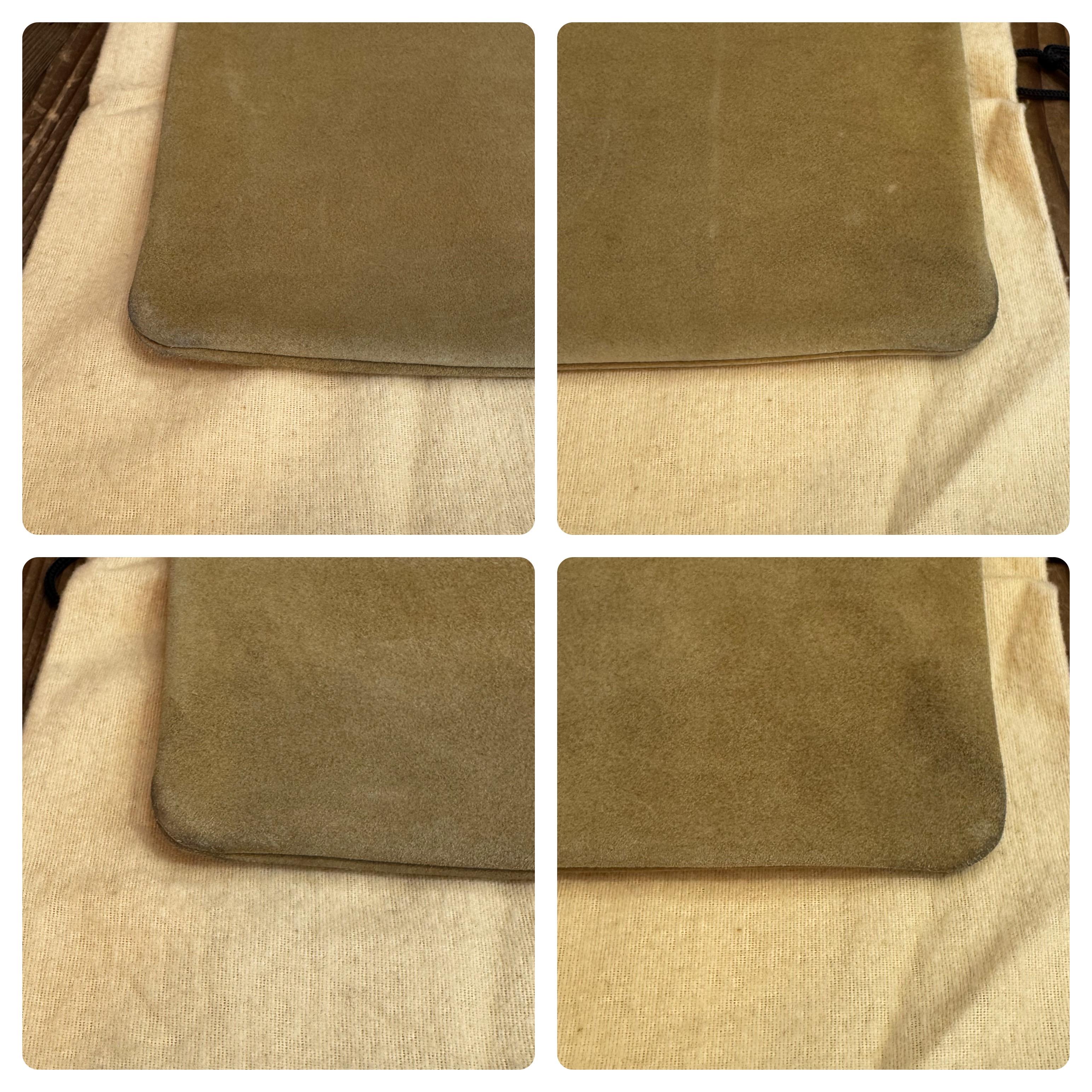2000s Vintage LOEWE Suede Flat Tote Bag Beige Braun im Angebot 1