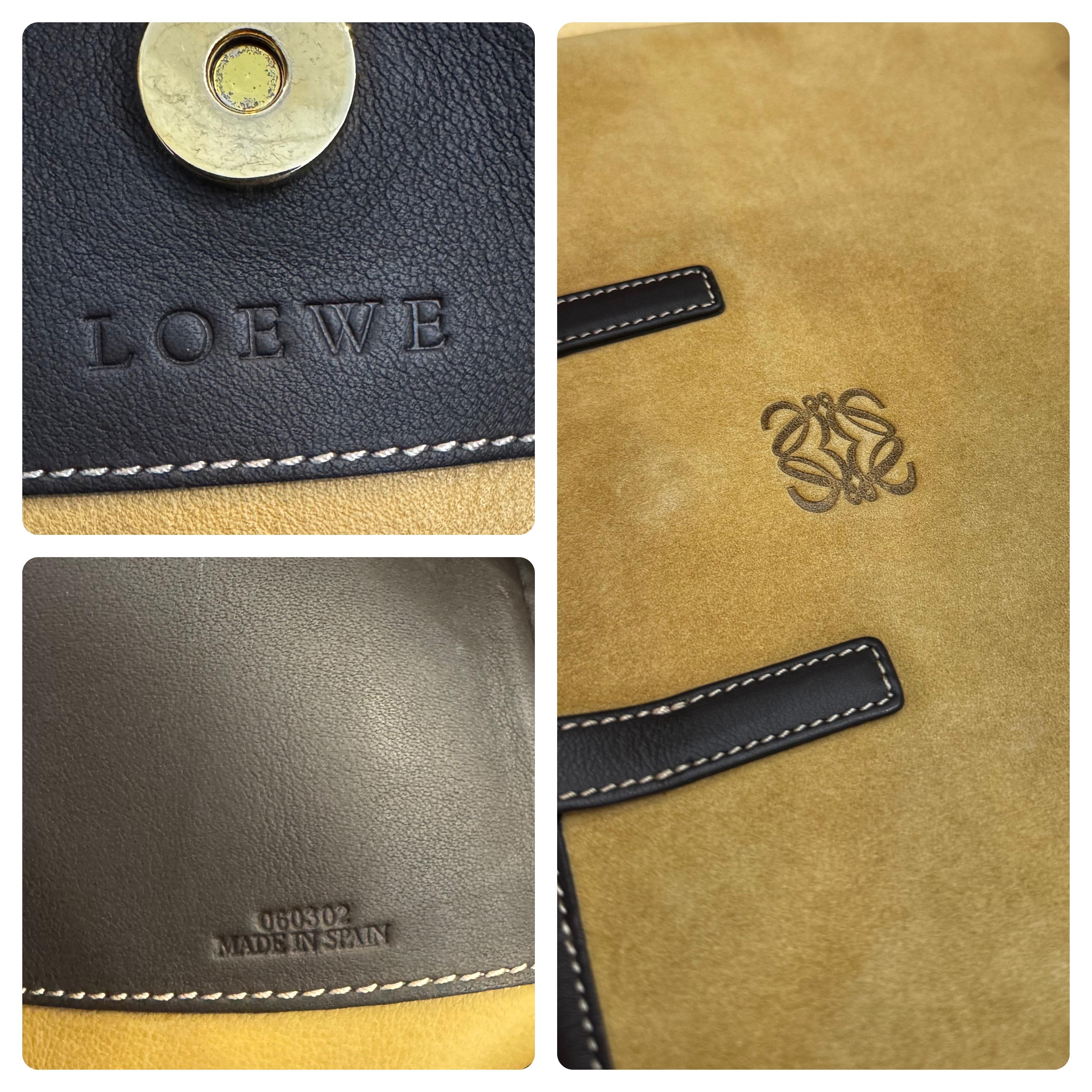 2000s Vintage LOEWE Suede Flat Tote Bag Beige Braun im Angebot 2
