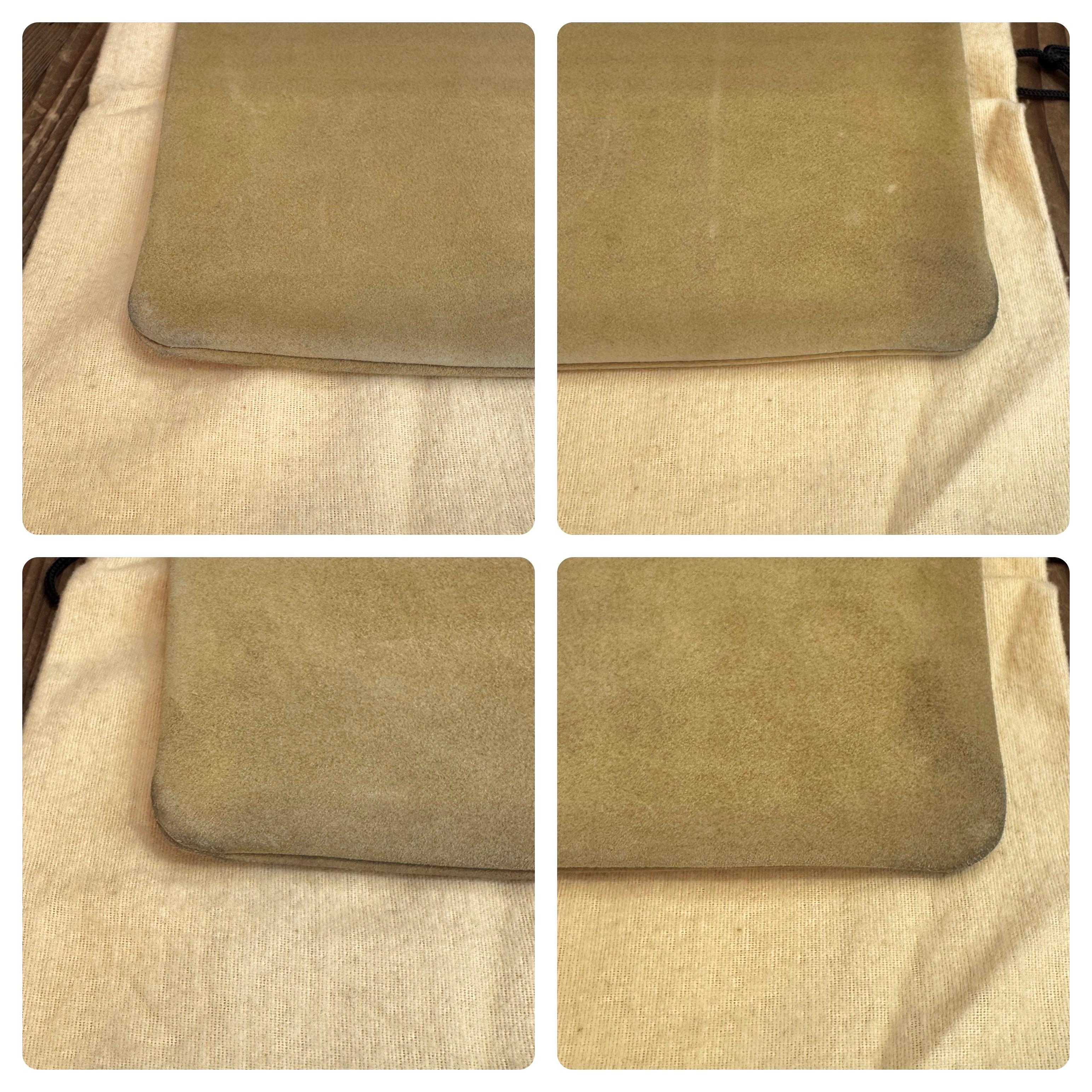 2000s Vintage LOEWE Suede Flat Tote Bag Beige Brown For Sale 3