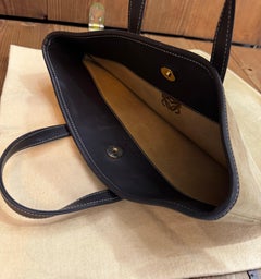 2000s Vintage LOEWE Suede Flat Tote Bag Beige Brown