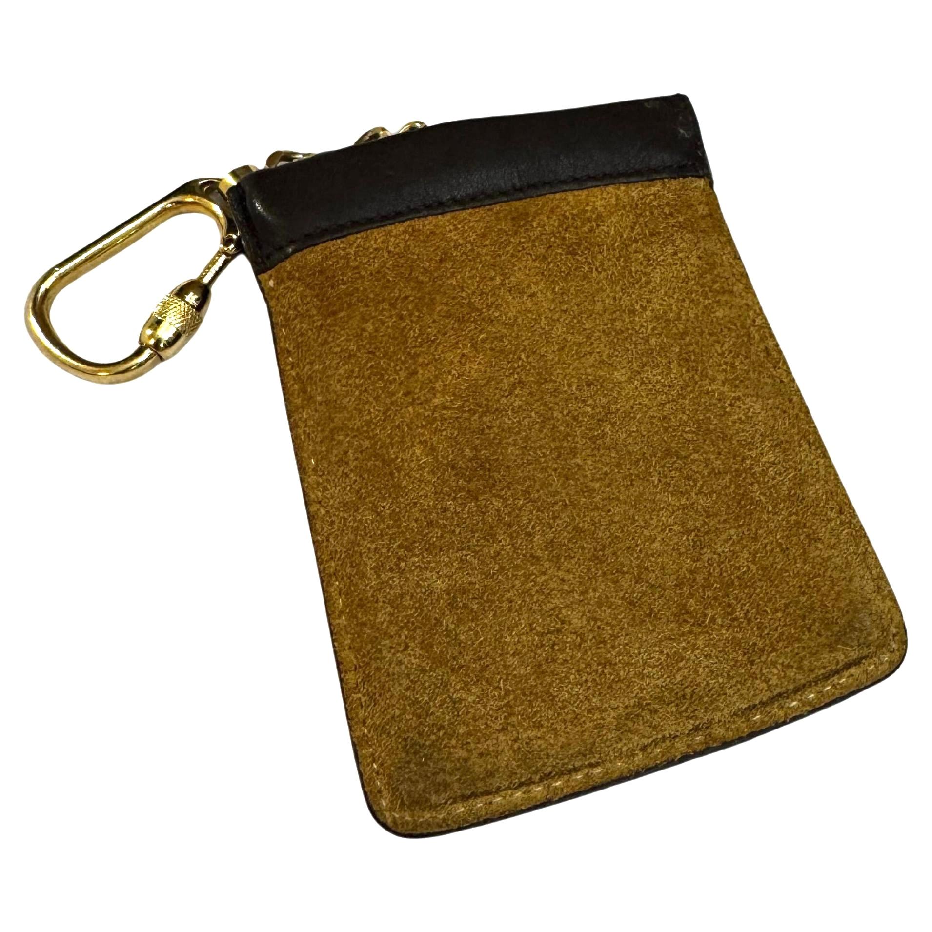 2000s Vintage LOEWE Wildleder Schlüsselanhänger Etui Braun im Angebot 2