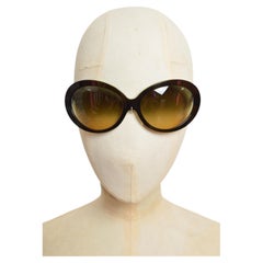 Occhiali da sole Versace vintage degli anni 2000, neri e verde lime, oversize, con montatura ovale grande