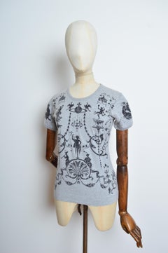 2000s Vivienne Westwood Anglomania Orb Stencil print Grey Baby Tee - T-shirt