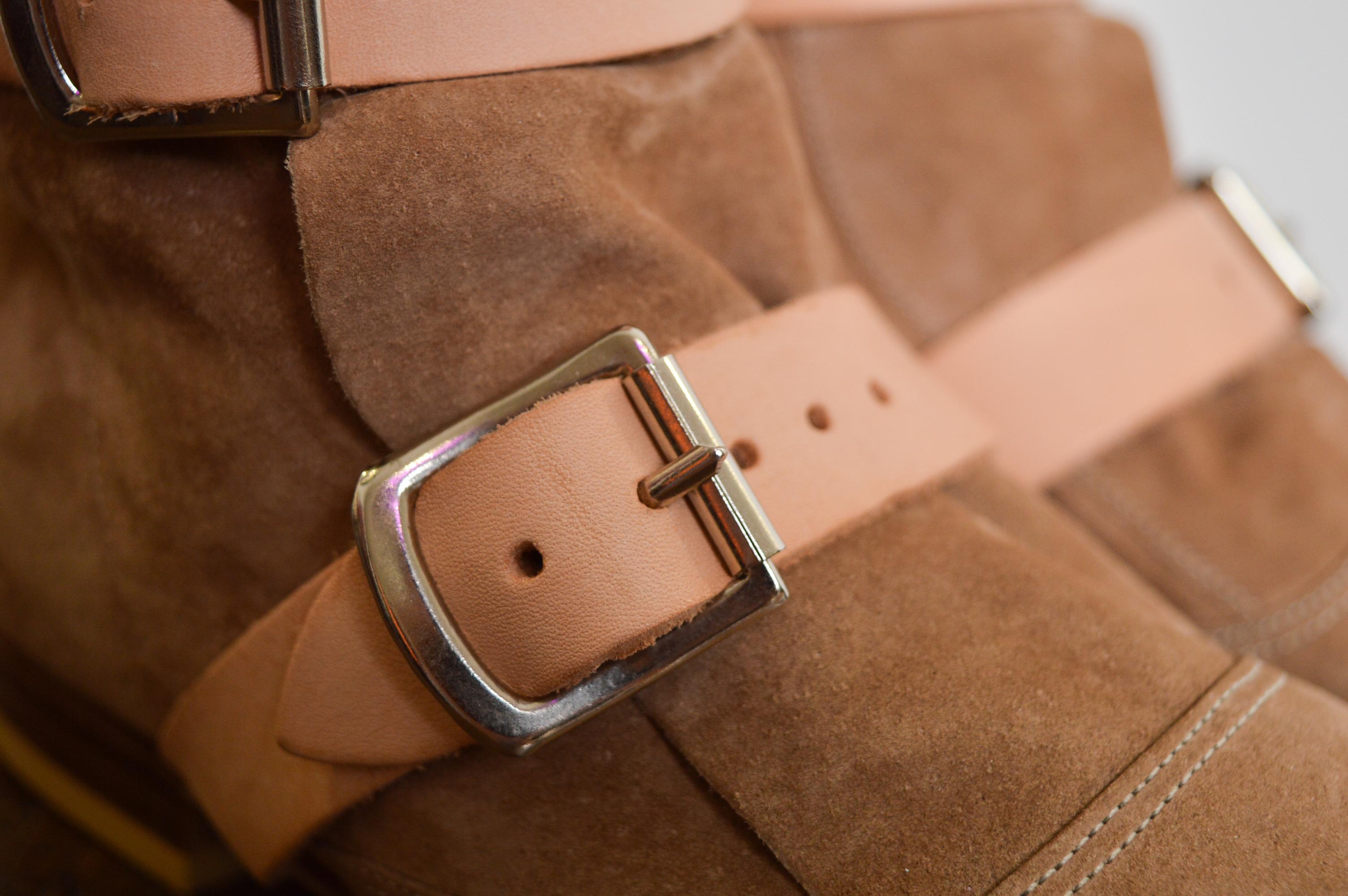 2000's Vivienne Westwood Beige Suede Tan leather buckle Knee High Pirate Boots In Good Condition In Sheffield, GB