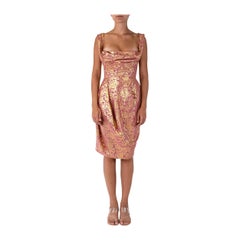 2000S VIVIENNE WESTWOOD Rosa & Gold Seide Lurex Lamé Korsett Cocktailkleid