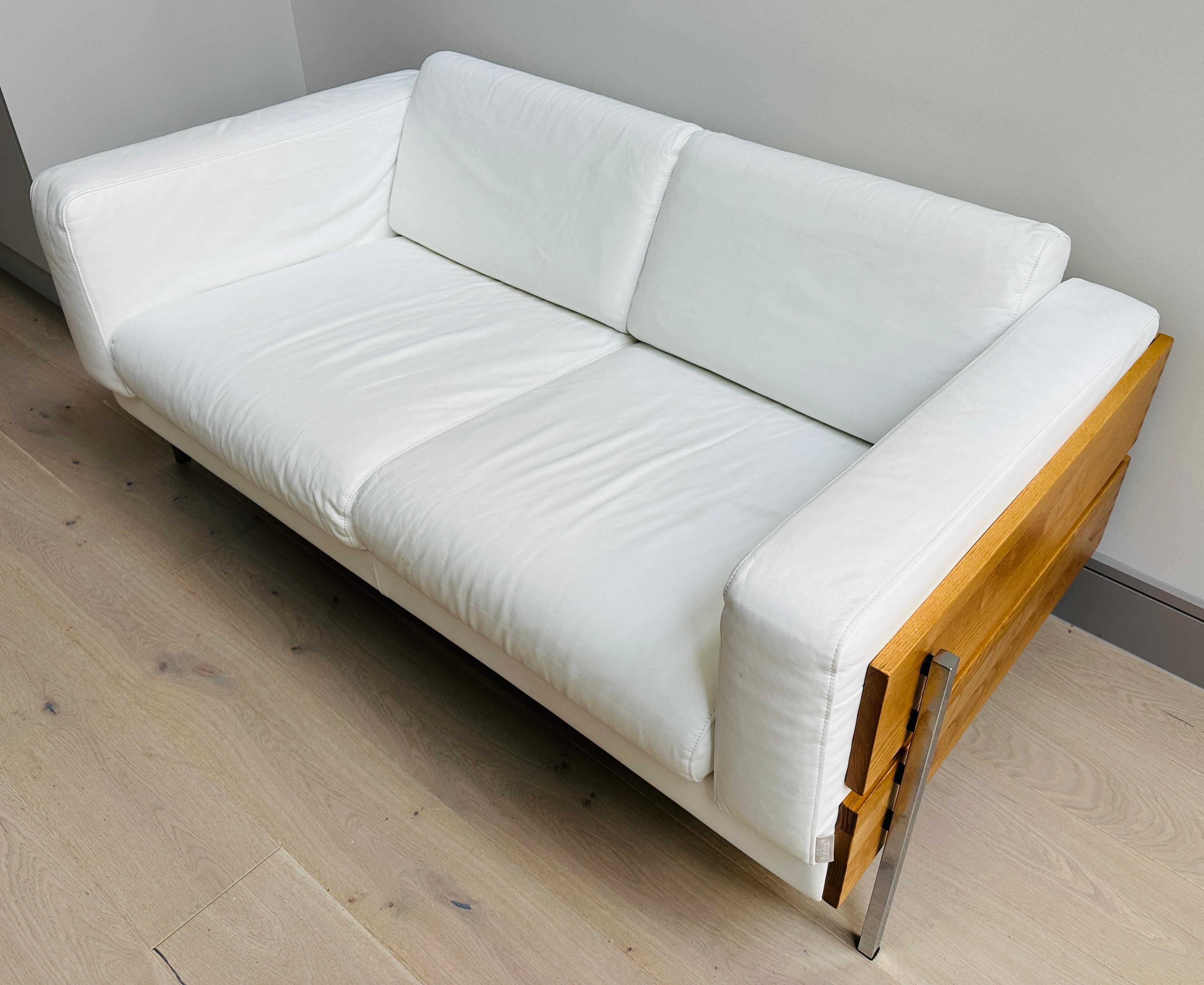 Polished 2000s White Leather 2-Seater Robin Day for Habitat Sofa
