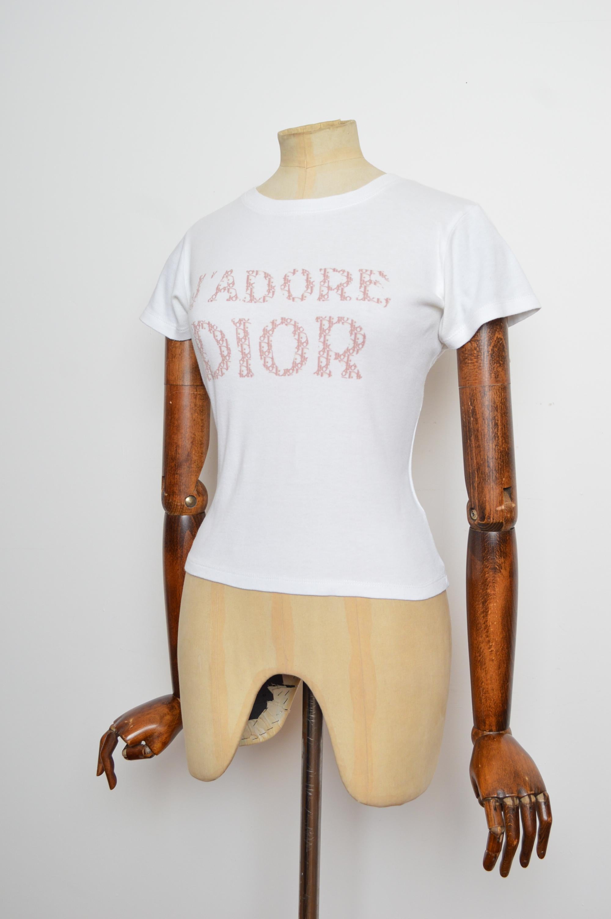 美品　ガリアーノ期　クリスチャンディオール　Tシャツ　ジャドール　M　ホワイト 2002 Christian Dior by John Galliano Mermaid T Shirt J'ADORE DIOR