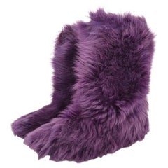 2000's Y2k Moschino Purple Fluffy Sheepskin Fur Vintage Moon Ski Boots
