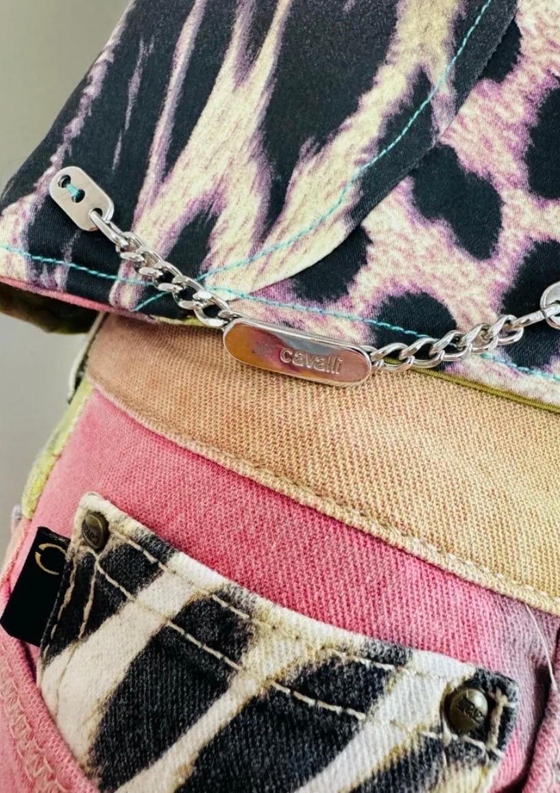 2000s Y2K Robert Cavalli Just Cavalli Rainbow Leopard Corset Bustier Pants Set 5