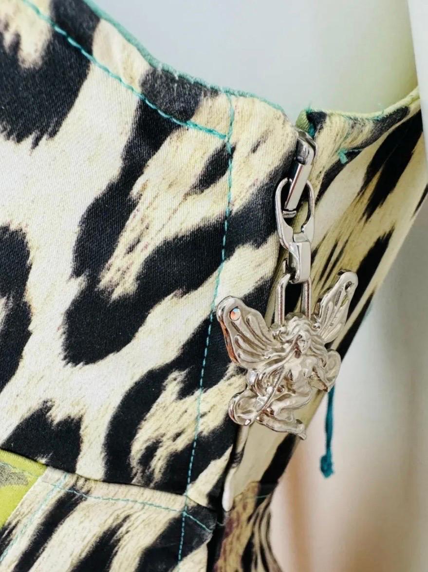 2000s Y2K Robert Cavalli Just Cavalli Rainbow Leopard Corset Bustier Pants Set 6