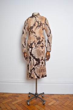 2000's Y2k Roberto Cavalli Vintage Snakeskin Silk Shirt & Low rise Skirt Set