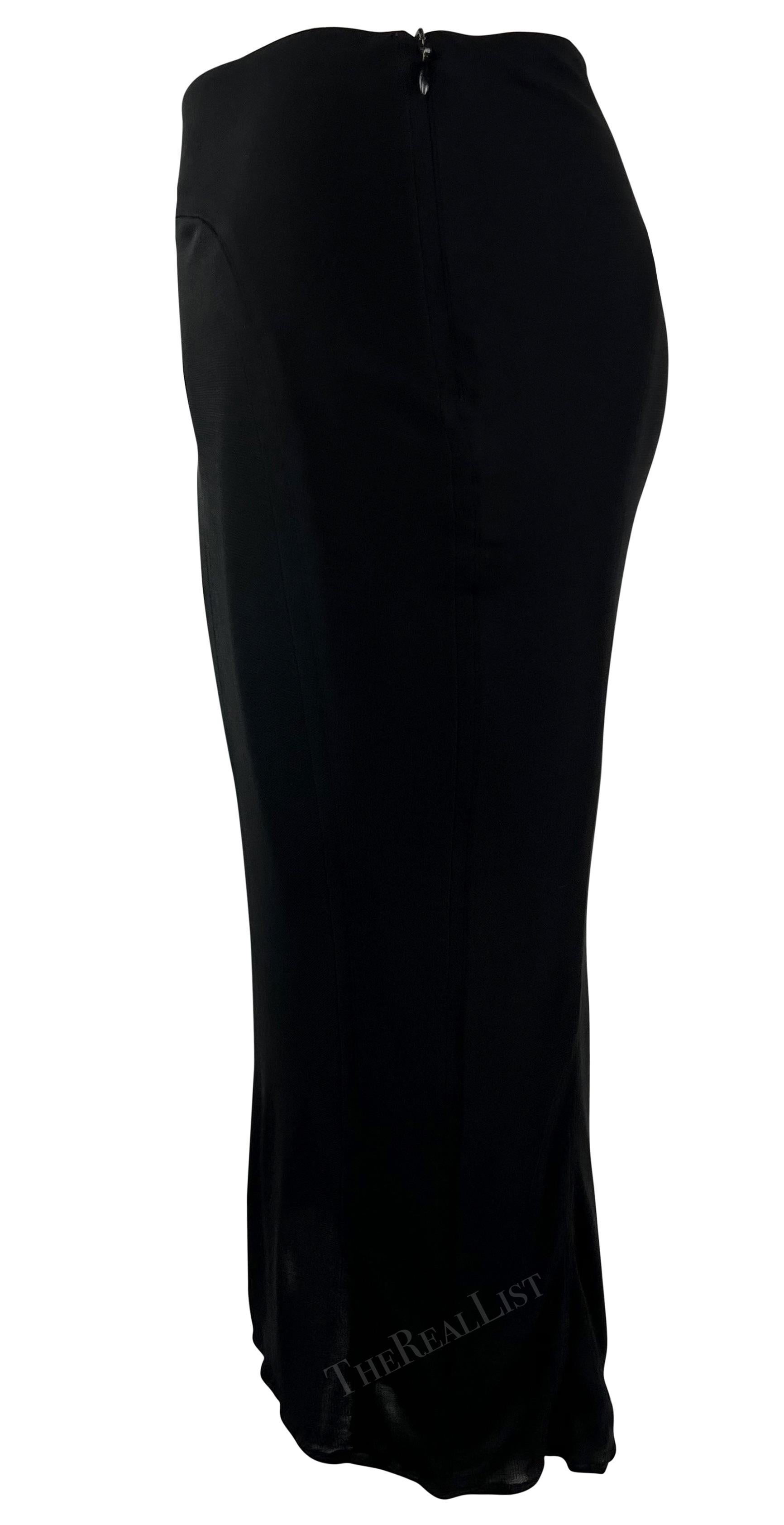 2000s Yigal Azrouel Bodycon Semi-Sheer Panel Black Skirt In Excellent Condition For Sale In West Hollywood, CA