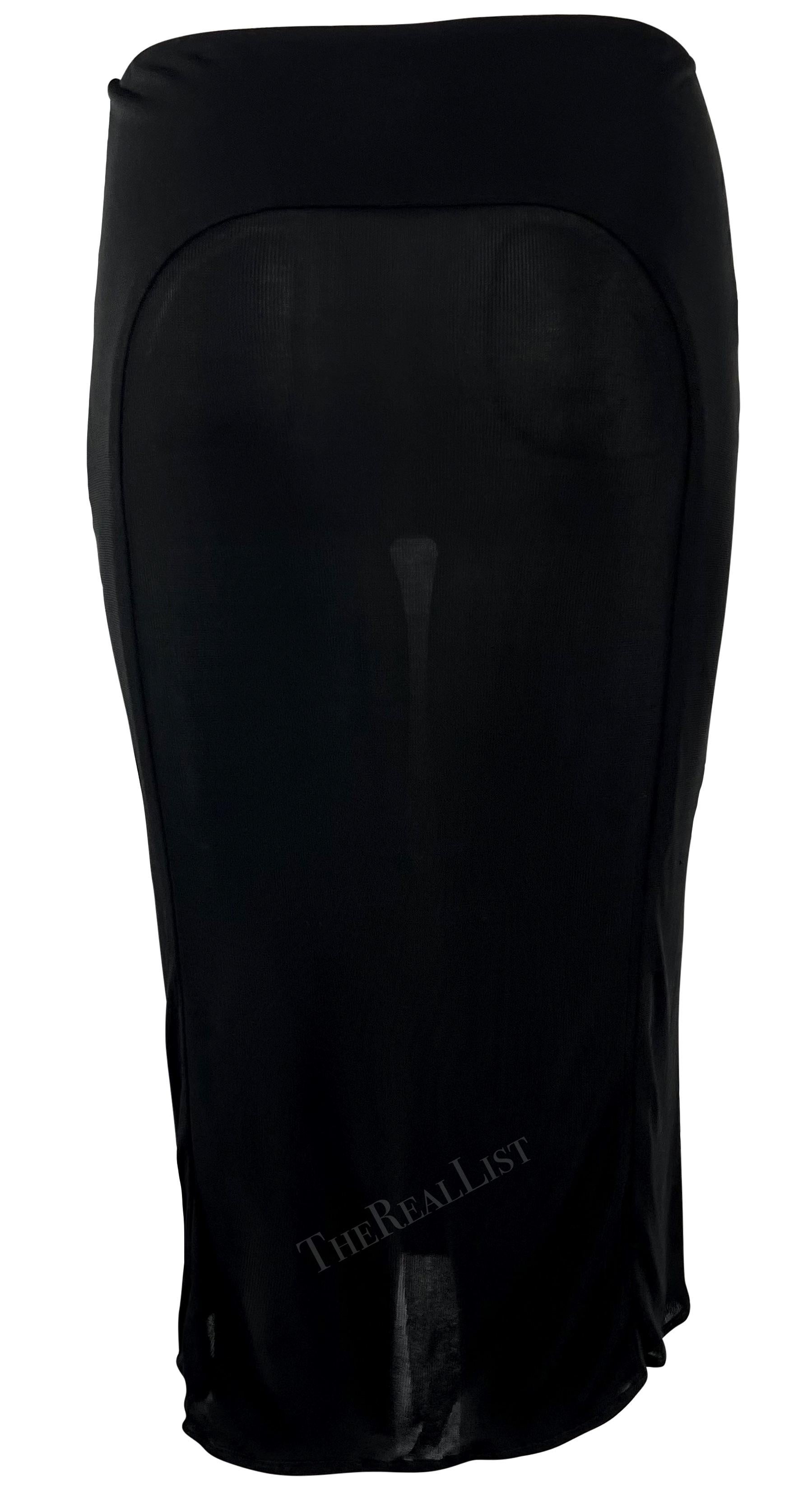 Women's 2000s Yigal Azrouel Bodycon Semi-Sheer Panel Black Skirt For Sale