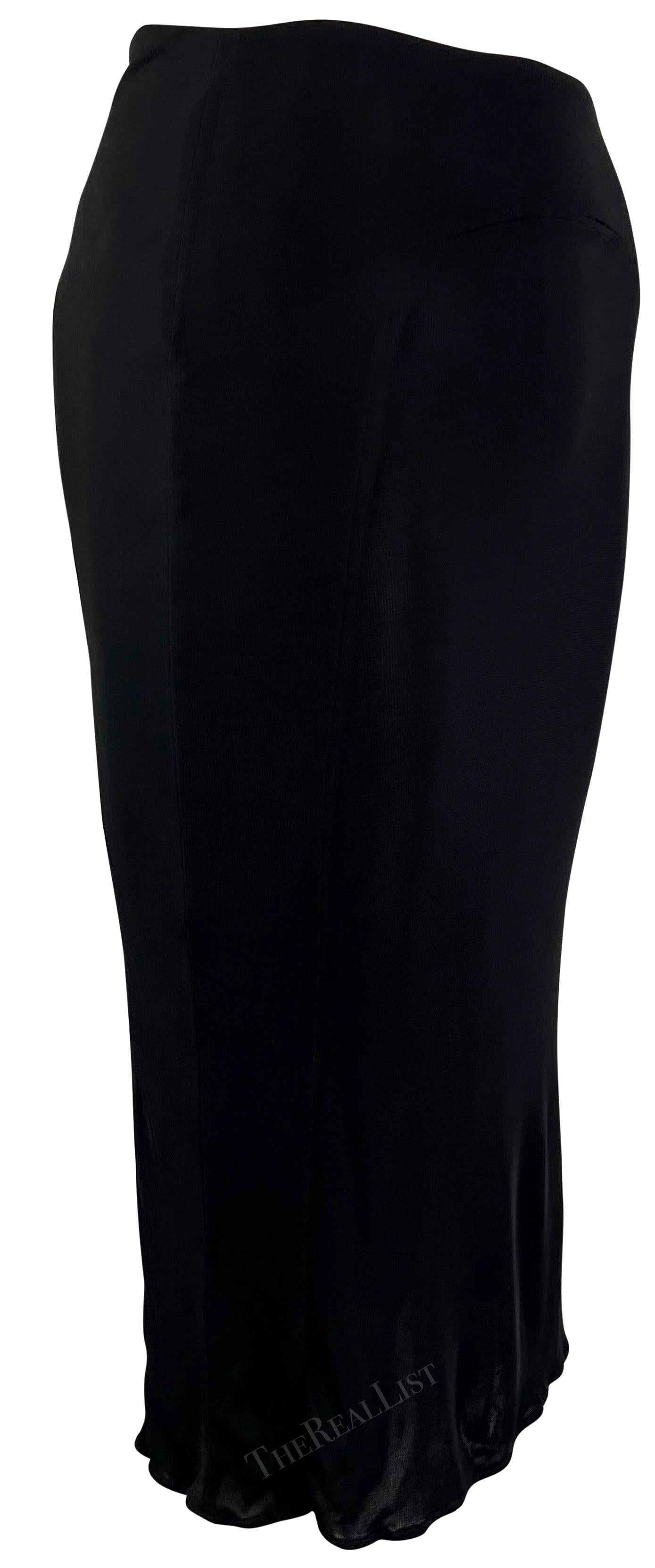 2000s Yigal Azrouel Bodycon Semi-Sheer Panel Black Skirt For Sale 2