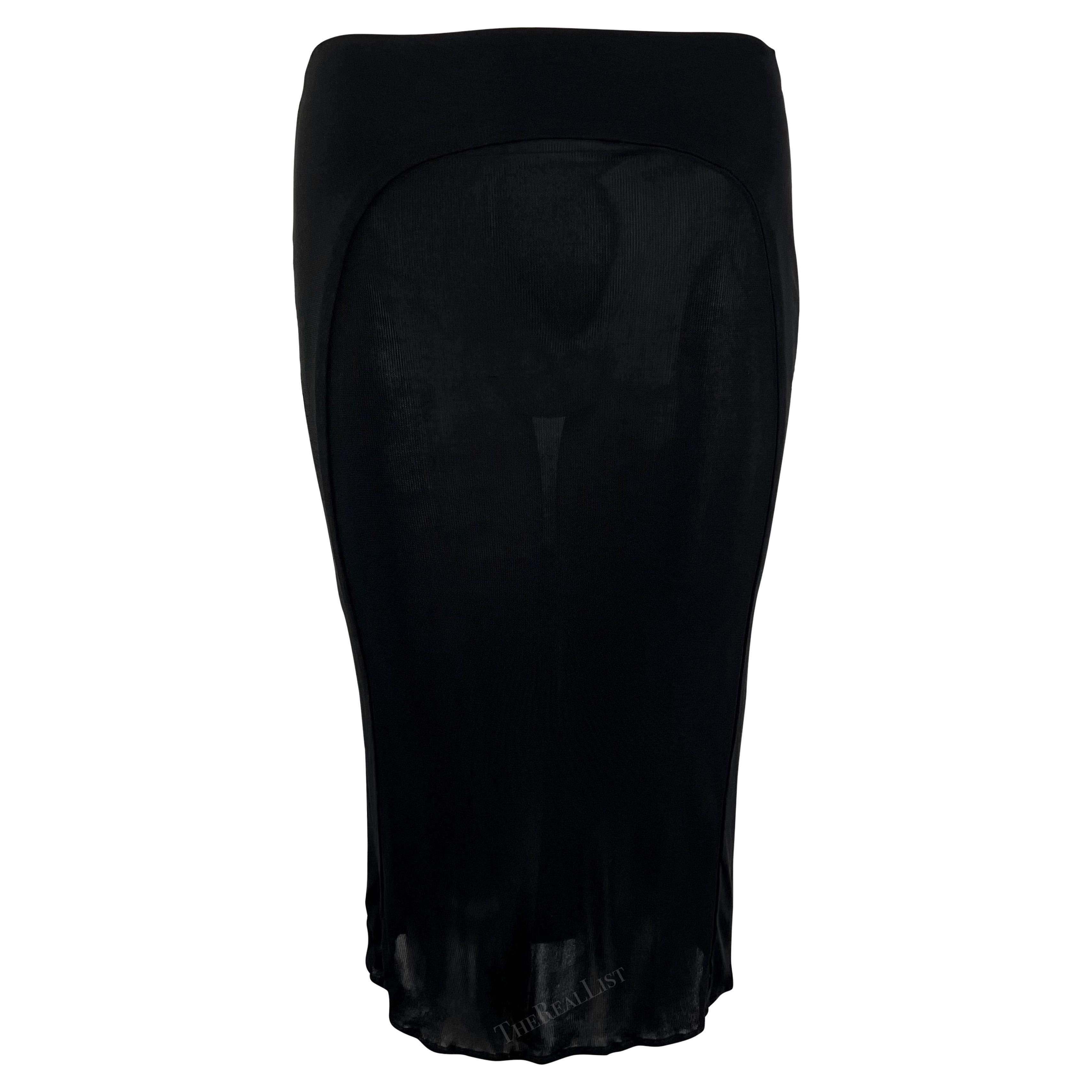 2000s Yigal Azrouel Bodycon Semi-Sheer Panel Black Skirt For Sale