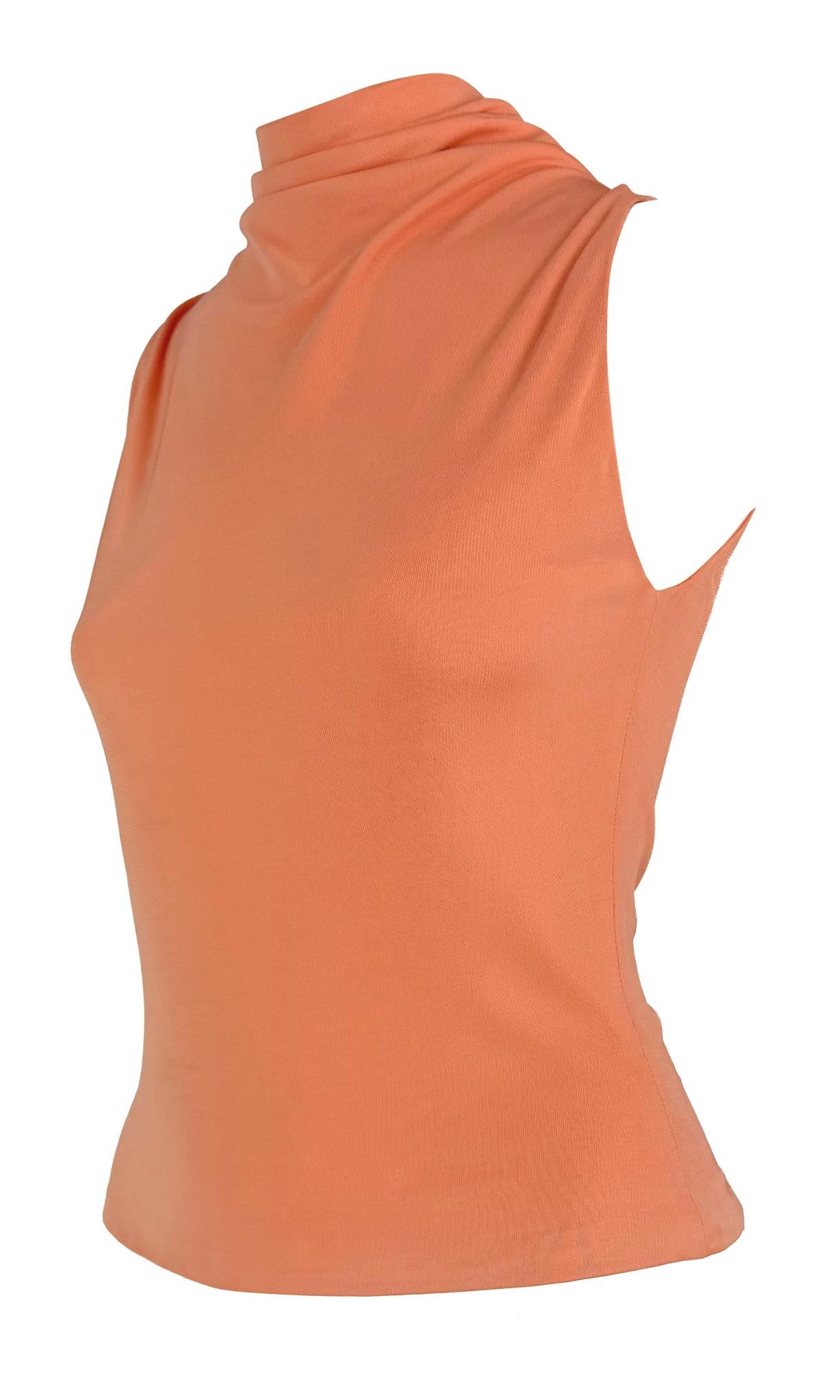 2000s Yigal Azrouël Light Orange Stretch Necktie Sleeveless Top In Excellent Condition In West Hollywood, CA