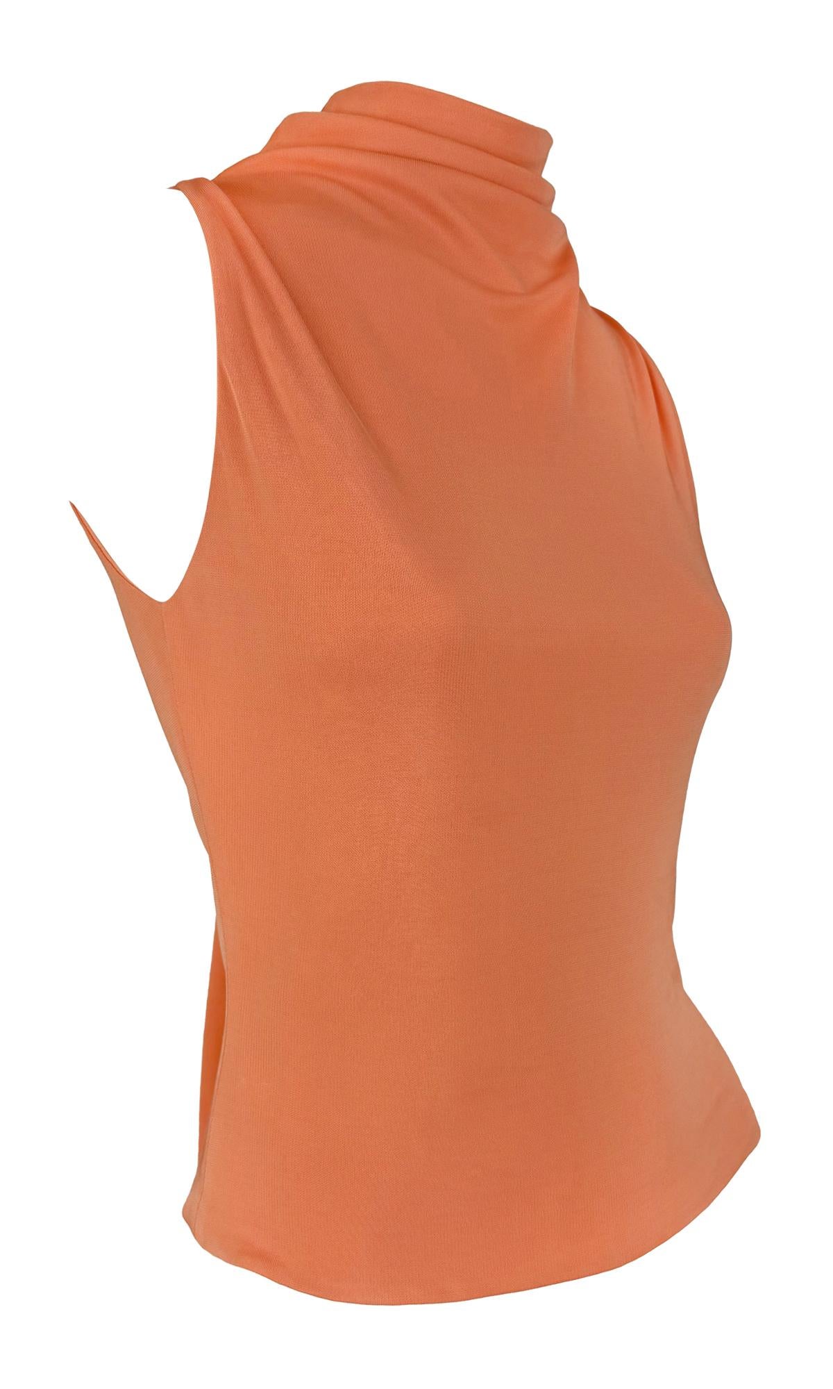 2000s Yigal Azrouël Light Orange Stretch Necktie Sleeveless Top 1
