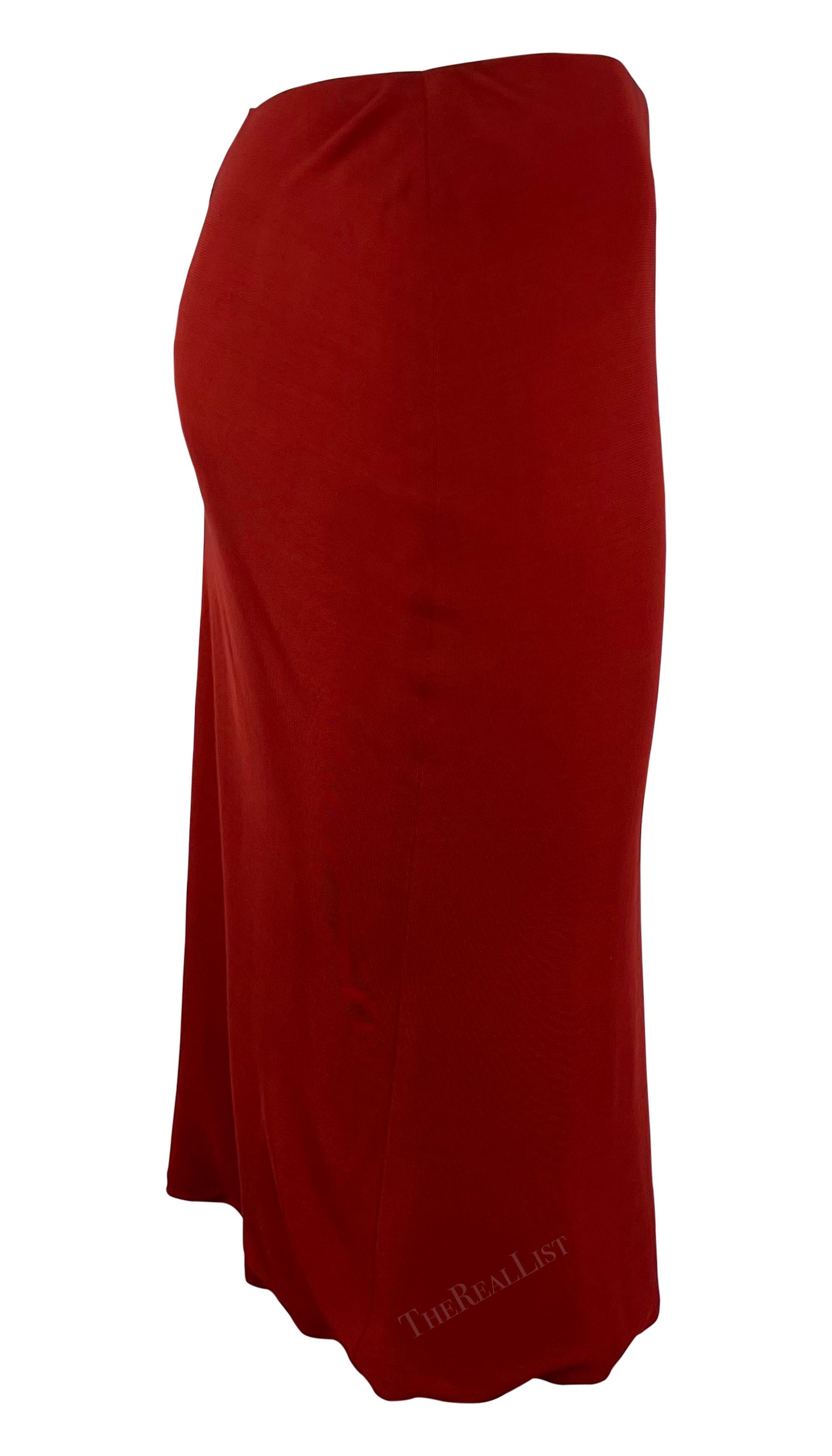 2000s Yigal Azrouel Red Triangle Cutout Stretch Bodycon Skirt Y2K In Excellent Condition For Sale In West Hollywood, CA