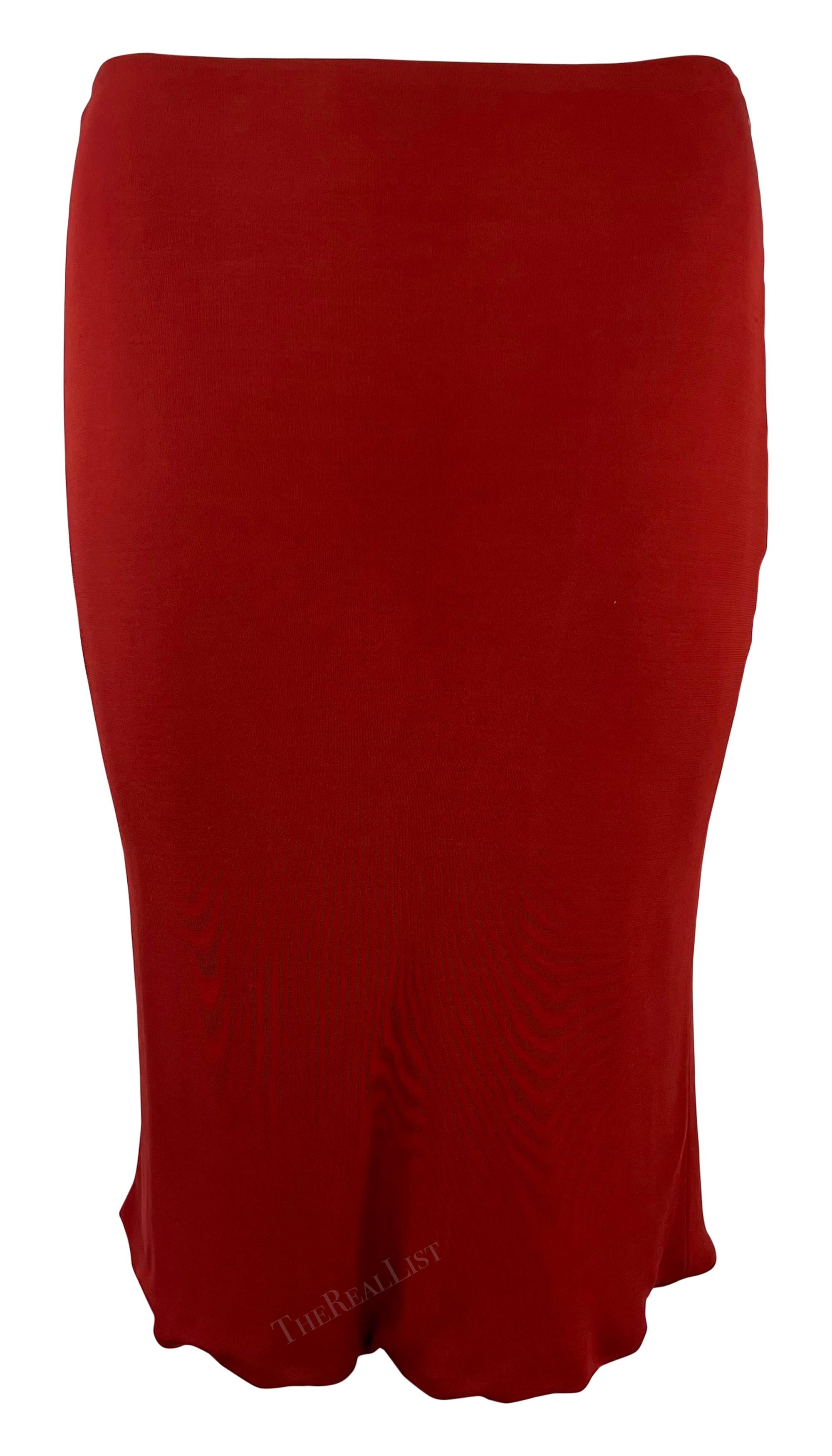 Women's 2000s Yigal Azrouel Red Triangle Cutout Stretch Bodycon Skirt Y2K For Sale