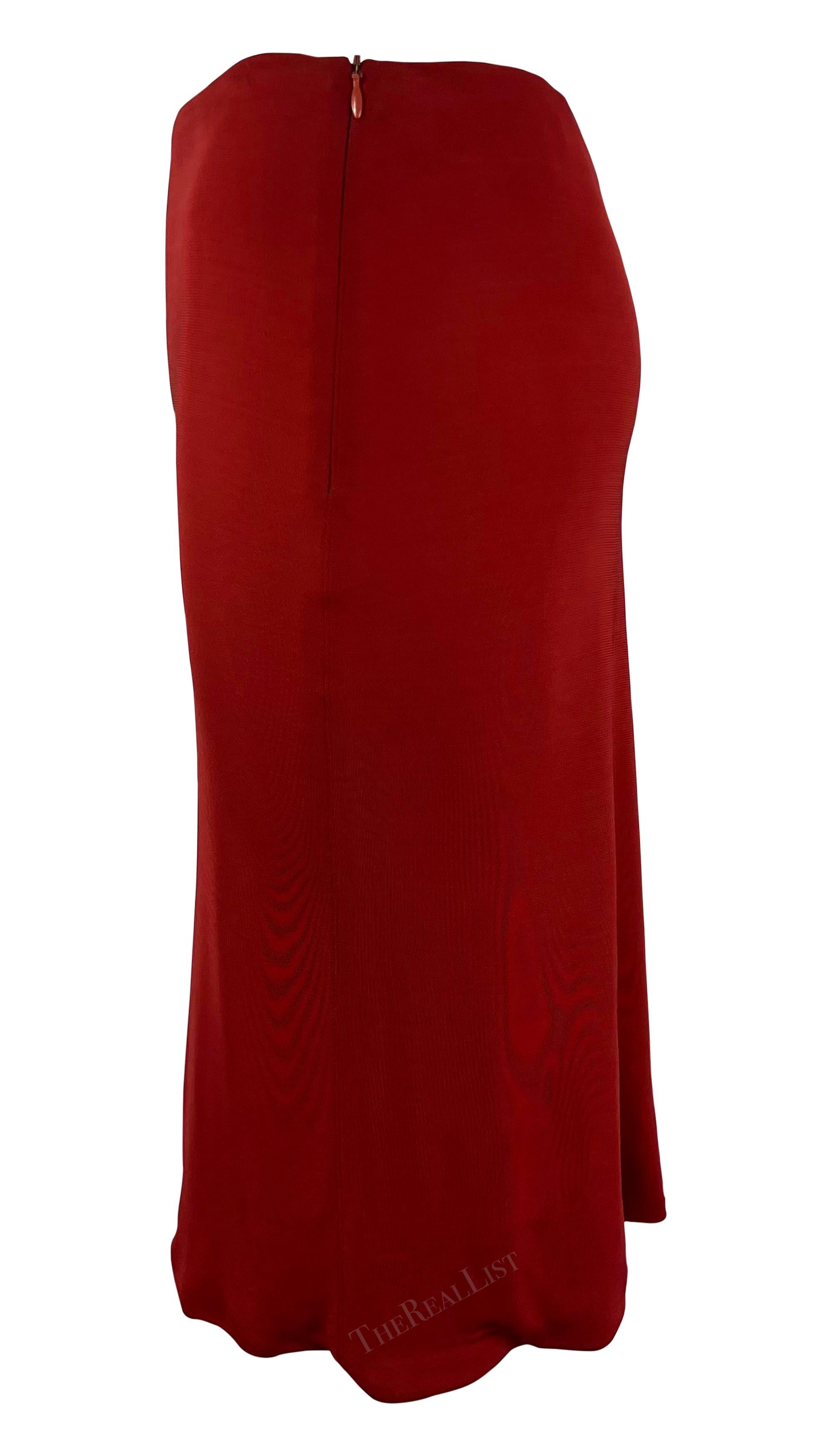 2000s Yigal Azrouel Red Triangle Cutout Stretch Bodycon Skirt Y2K For Sale 2
