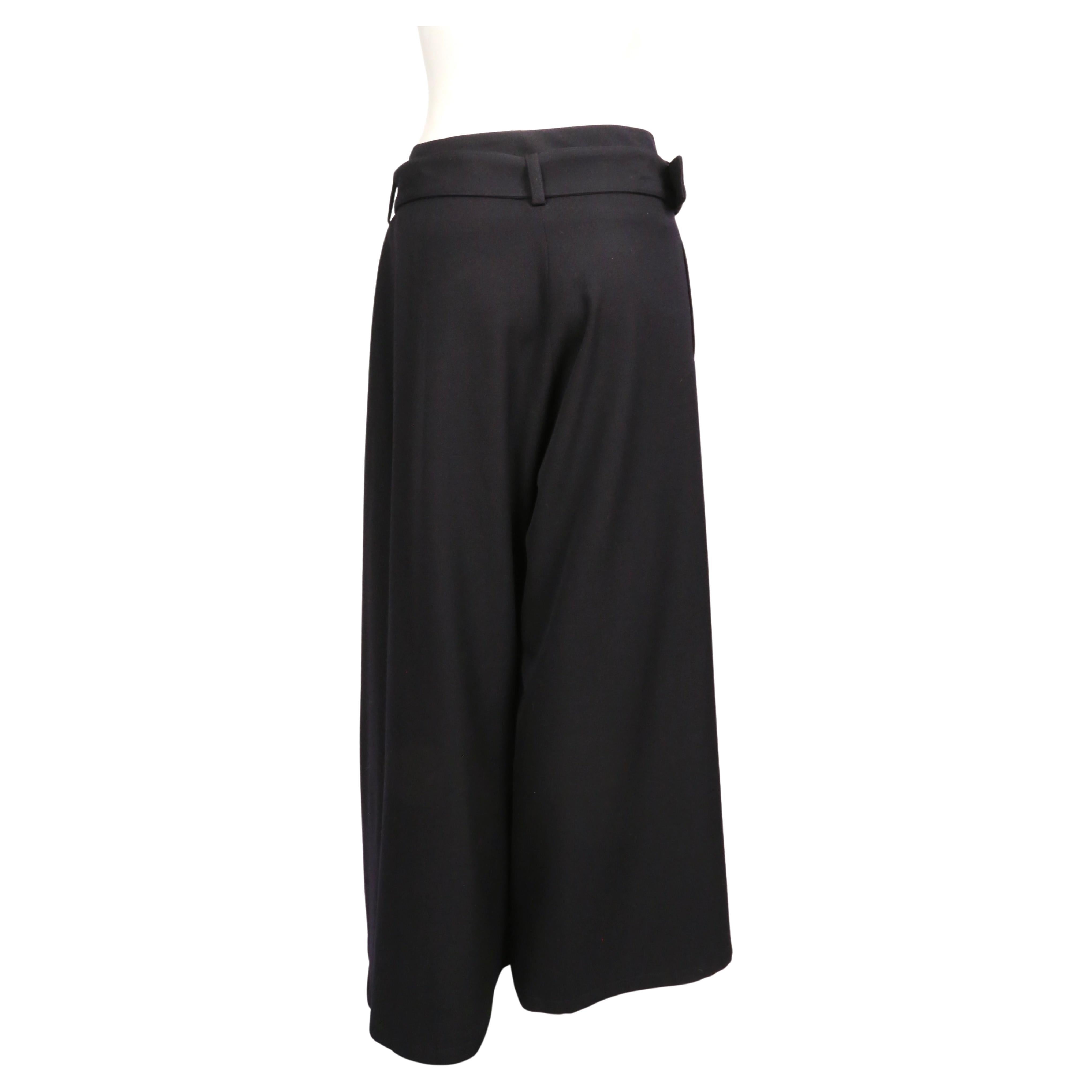 Women's or Men's 2000's YOHJI YAMAMOTO inky black asymmetrical wide leg pants For Sale