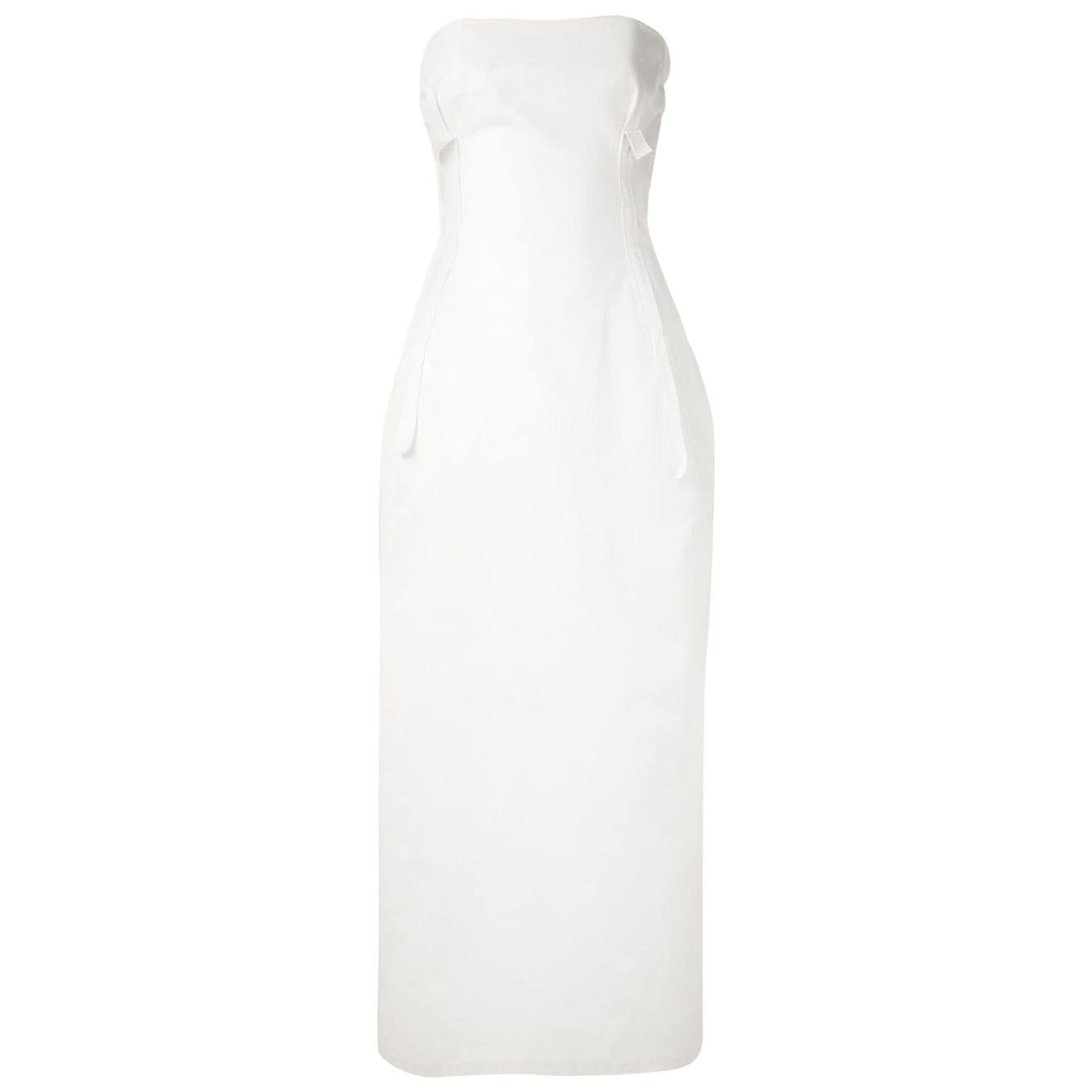 2000s  Yohji Yamamoto White Cotton Sleeveless Dress