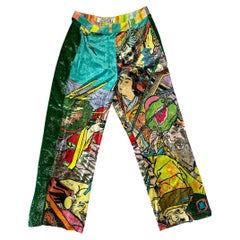2000s YOSHIKI HISHINUMA Multicolored Silk Velvet Pants