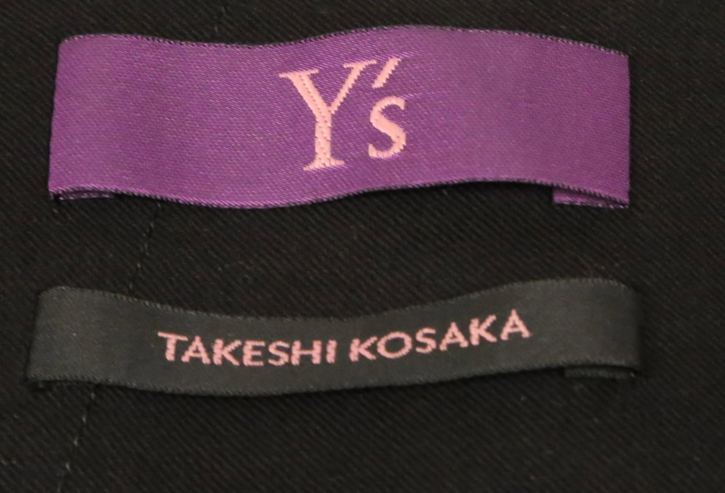2000's Y's pink label by Takeshi Kosaka black wide leg ultra high rise pants For Sale 6