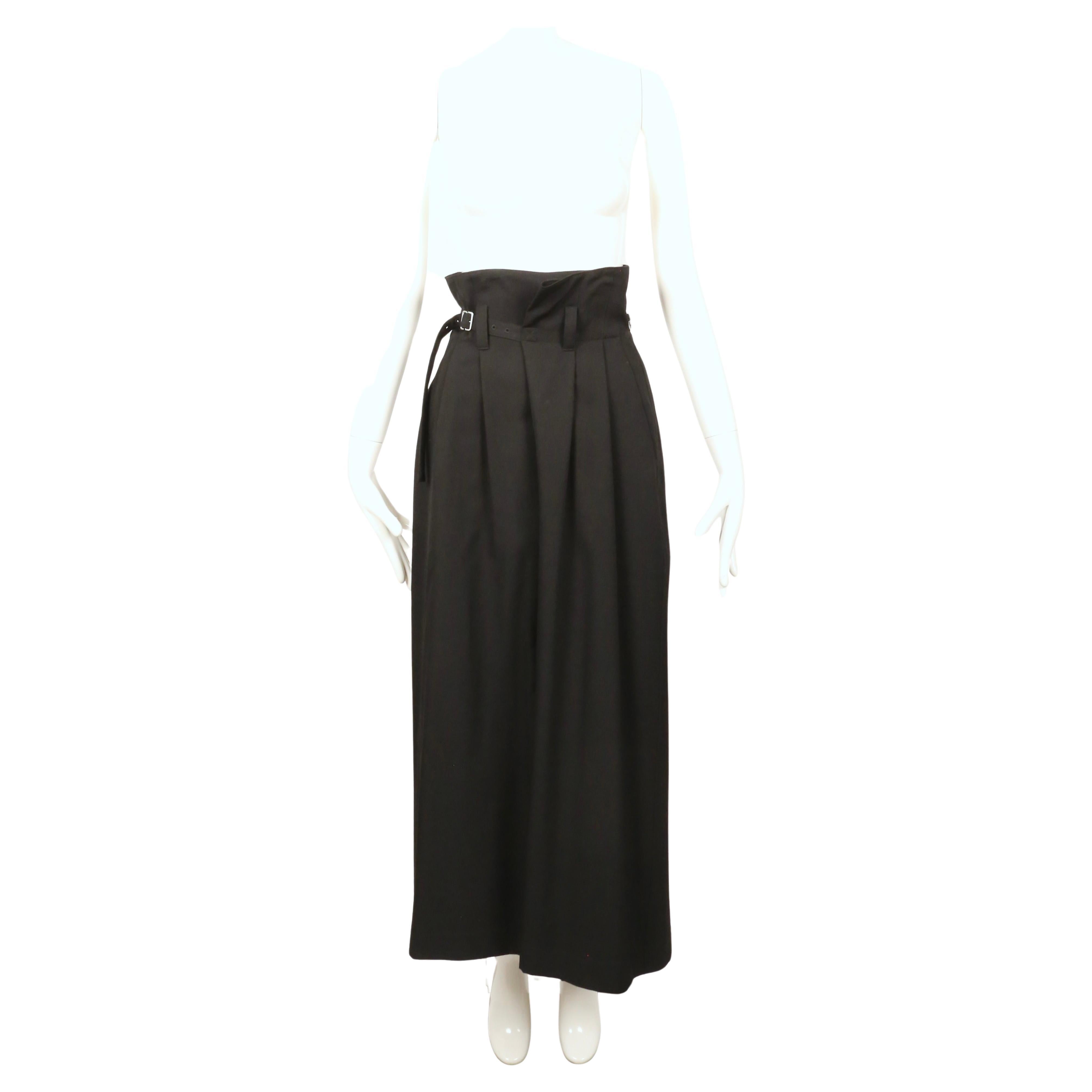 Black 2000's Y's pink label by Takeshi Kosaka black wide leg ultra high rise pants For Sale