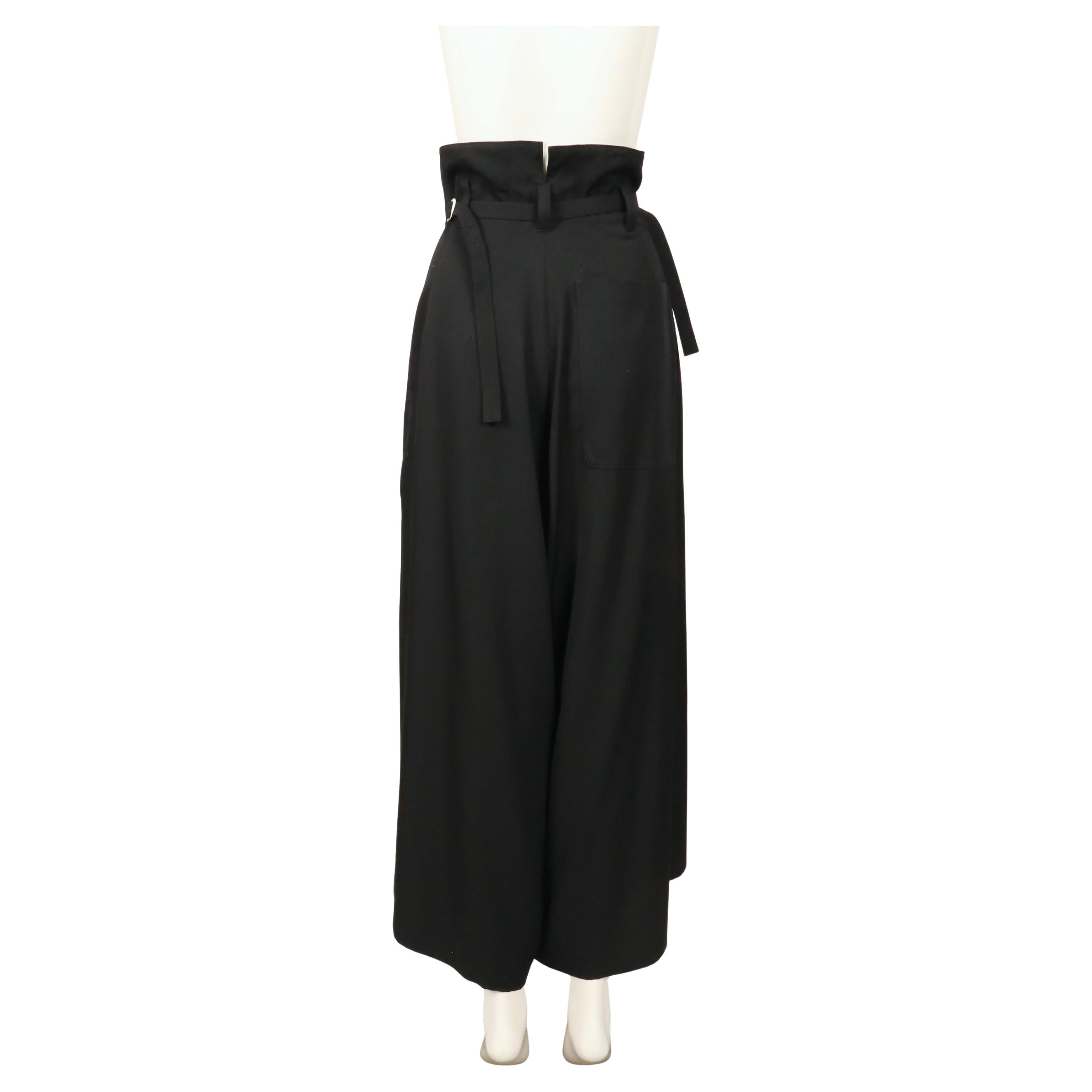 2000's Y's pink label by Takeshi Kosaka black wide leg ultra high rise pants In Good Condition For Sale In San Fransisco, CA