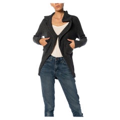 2000S Y'S YOHJI YAMAMOTO Dunkelgraue Wollstrickjacke