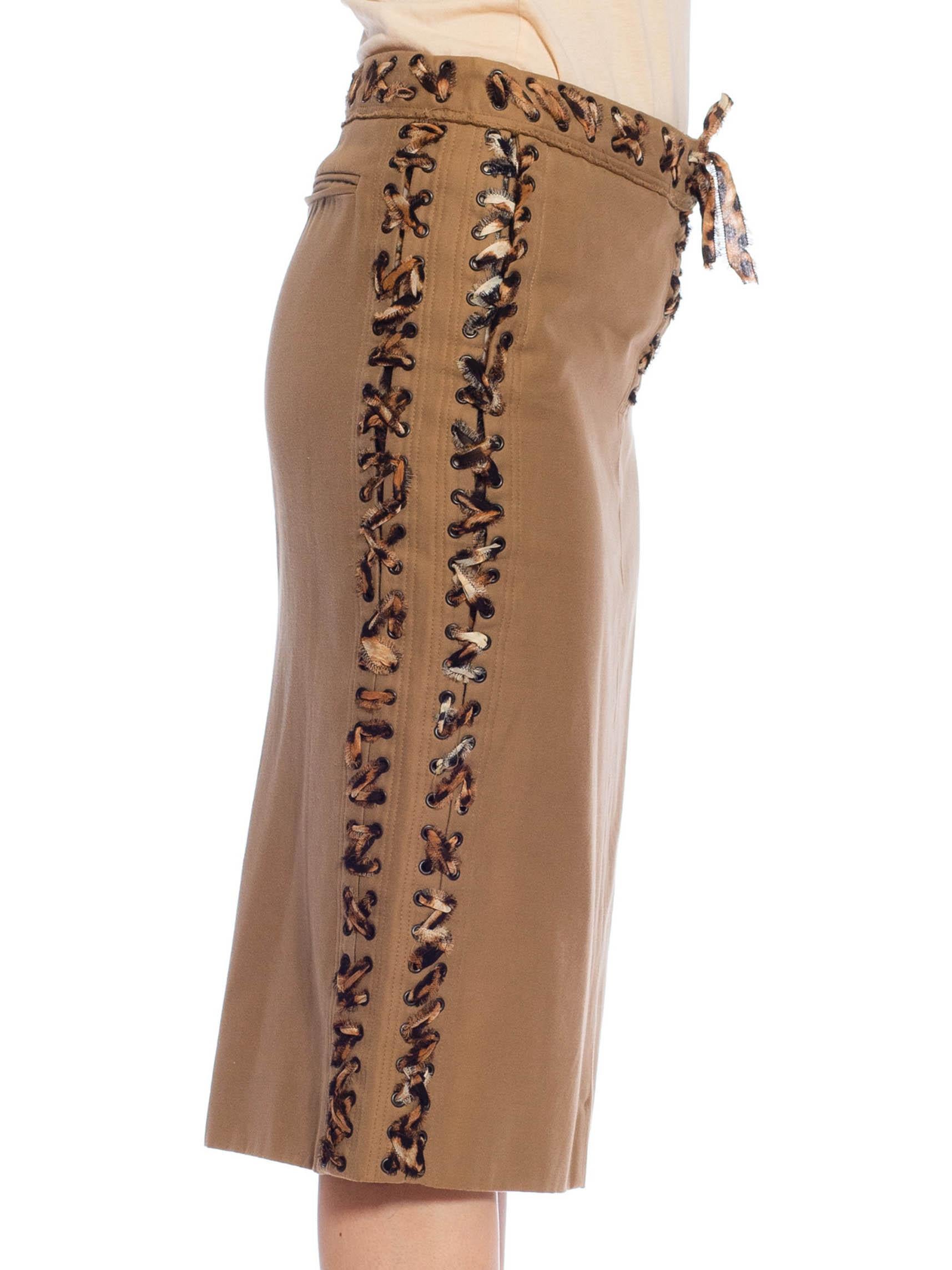 saint laurent brown embroidered skirt