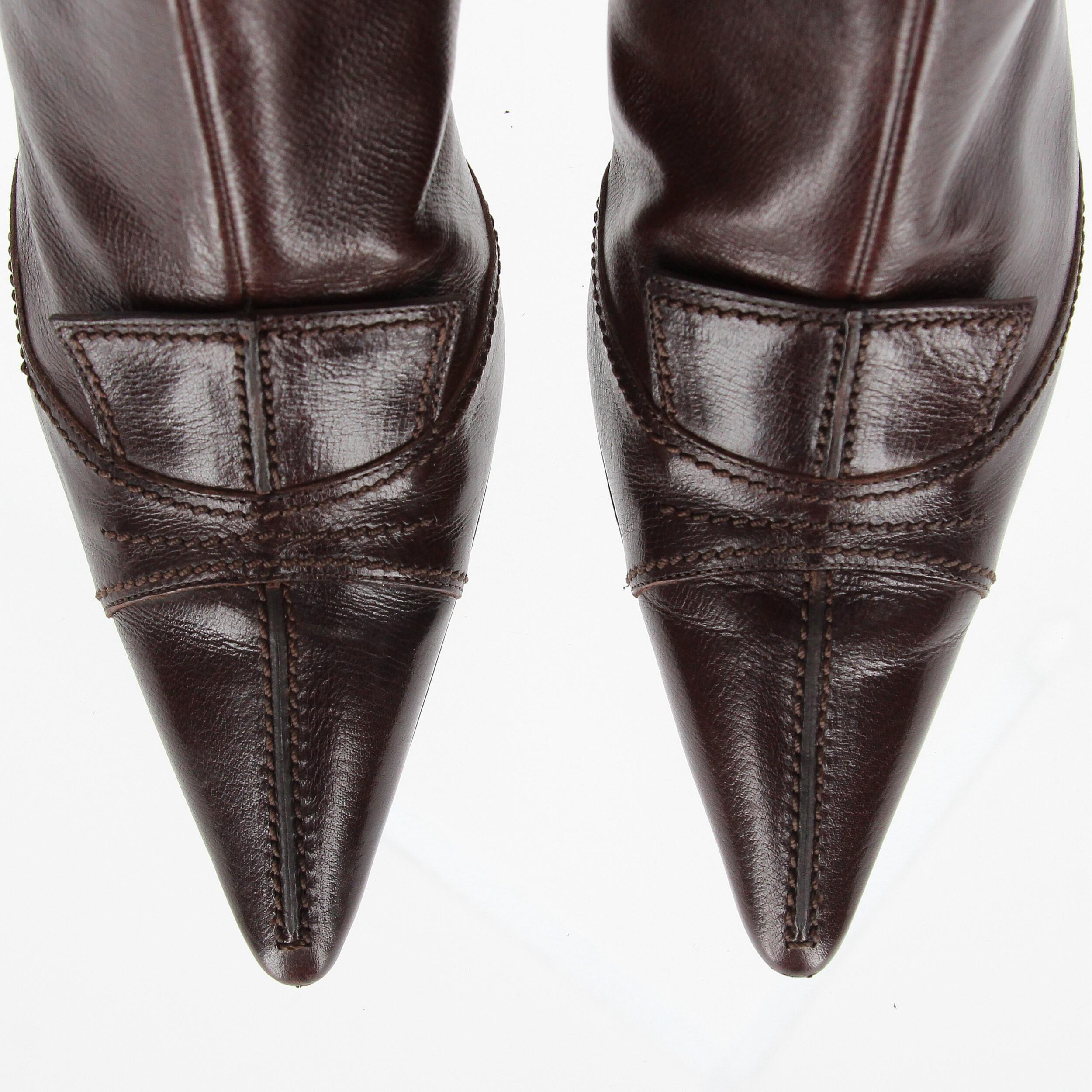 2000s Yves Saint Laurent Brown Leather Boots 6