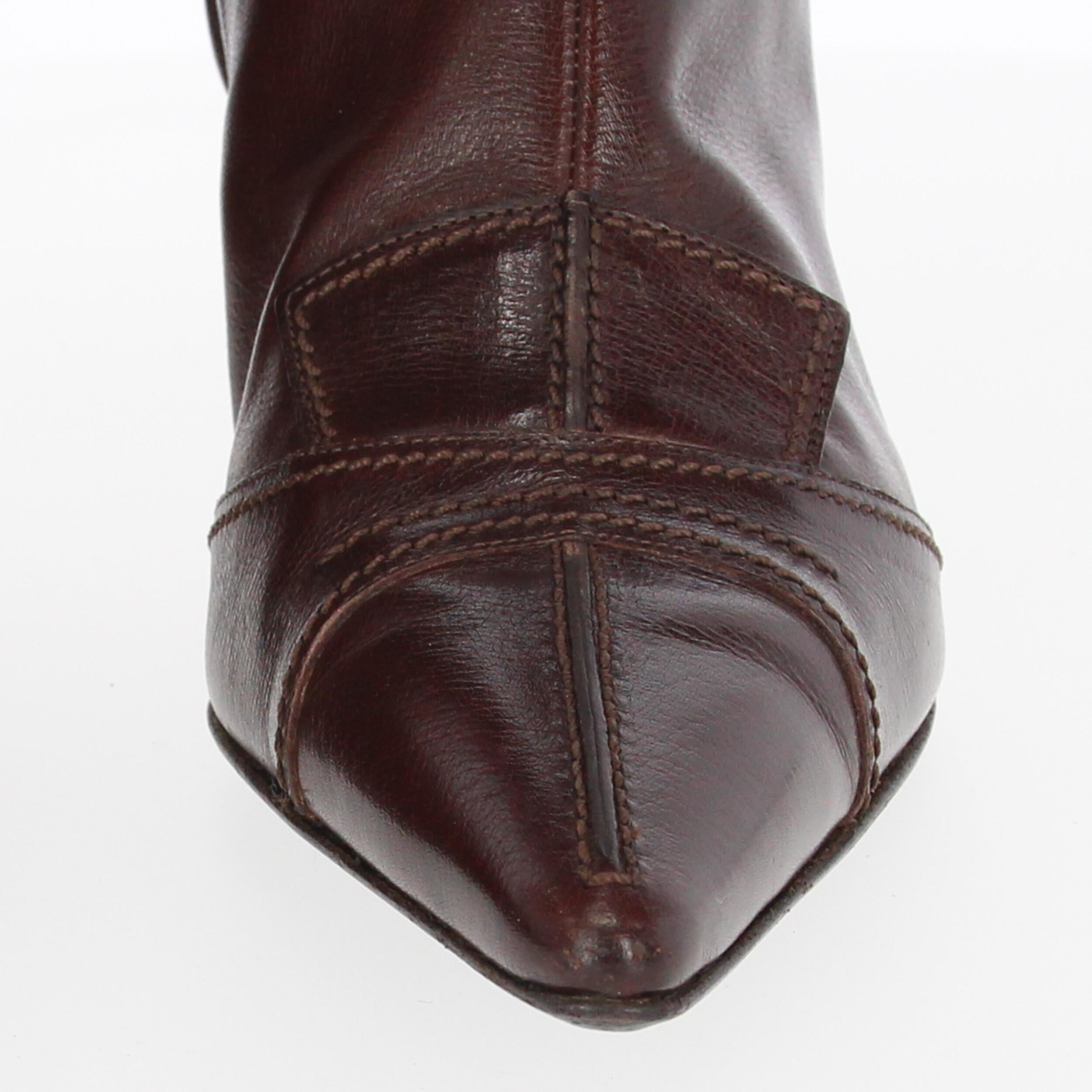 2000s Yves Saint Laurent Brown Leather Boots 8