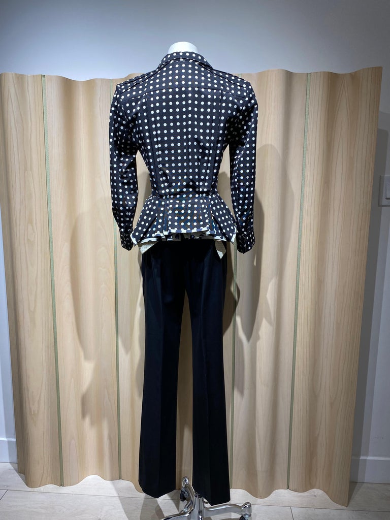 2000s Yves Saint Laurent by Stefano Pilati Polkadot Jacket Pant Suit In New Condition For Sale In Beverly Hills, CA