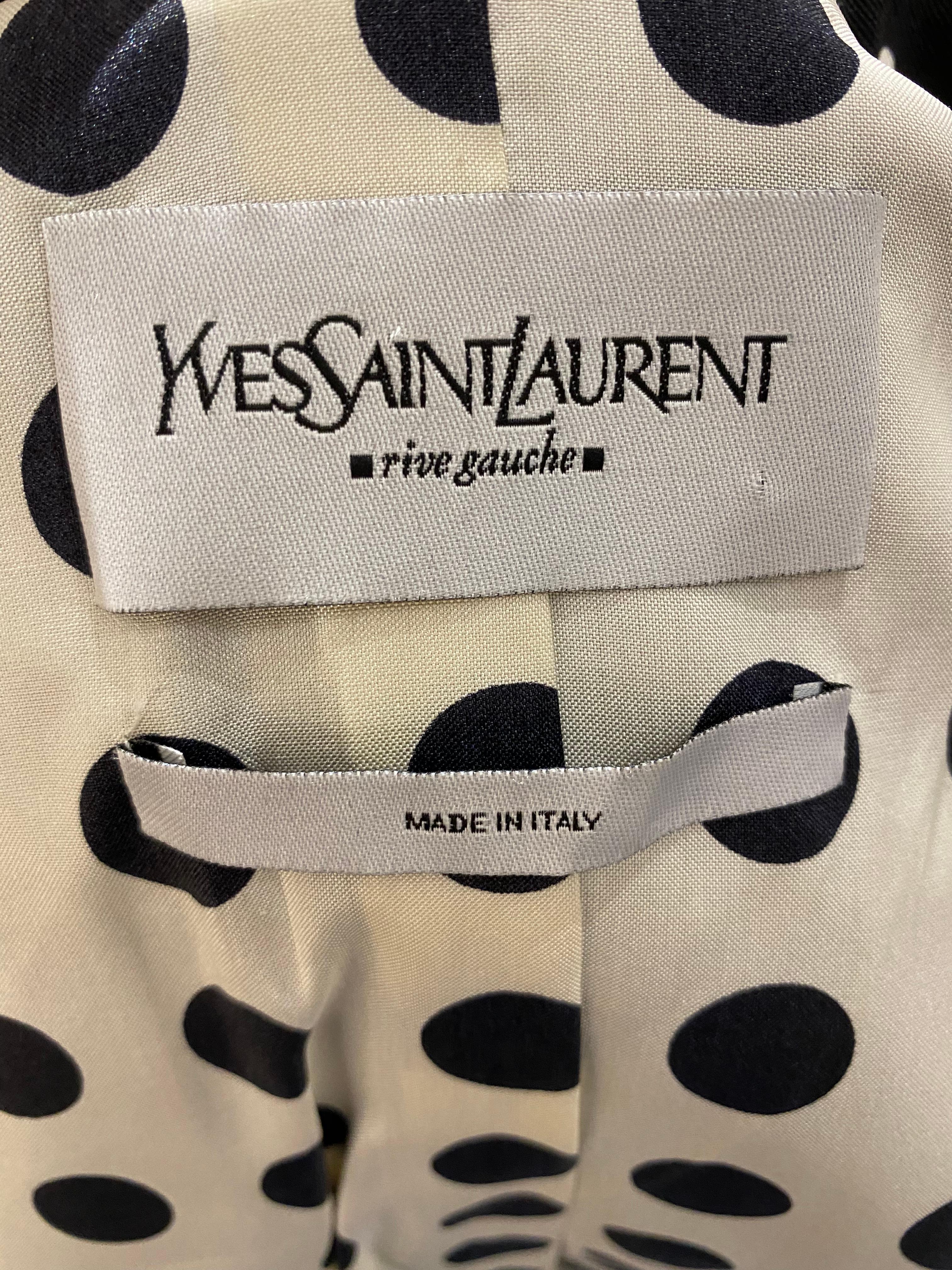 Women's 2000s Yves Saint Laurent by Stefano Pilati Polkadot Jacket Pant Suit For Sale